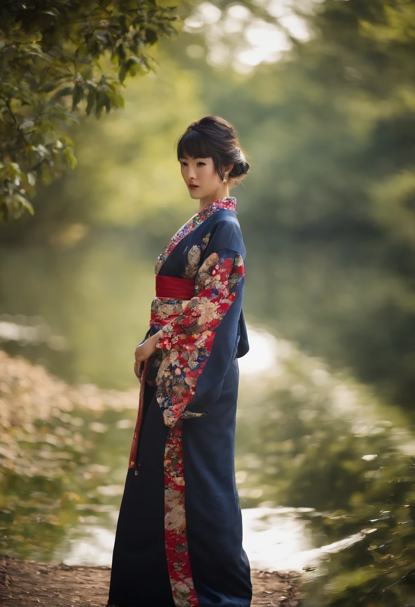 One girl, (((japanese kimono))),Highest Quality, in 8K, masutepiece:1.3, Low exposure, Full body shot, Short hair, , Large chest, Black hair, Ultra-detailed face, Detailed eyes, Big Bust, Double eyelids, Best Smile,
,b3rli,Asian Girl,