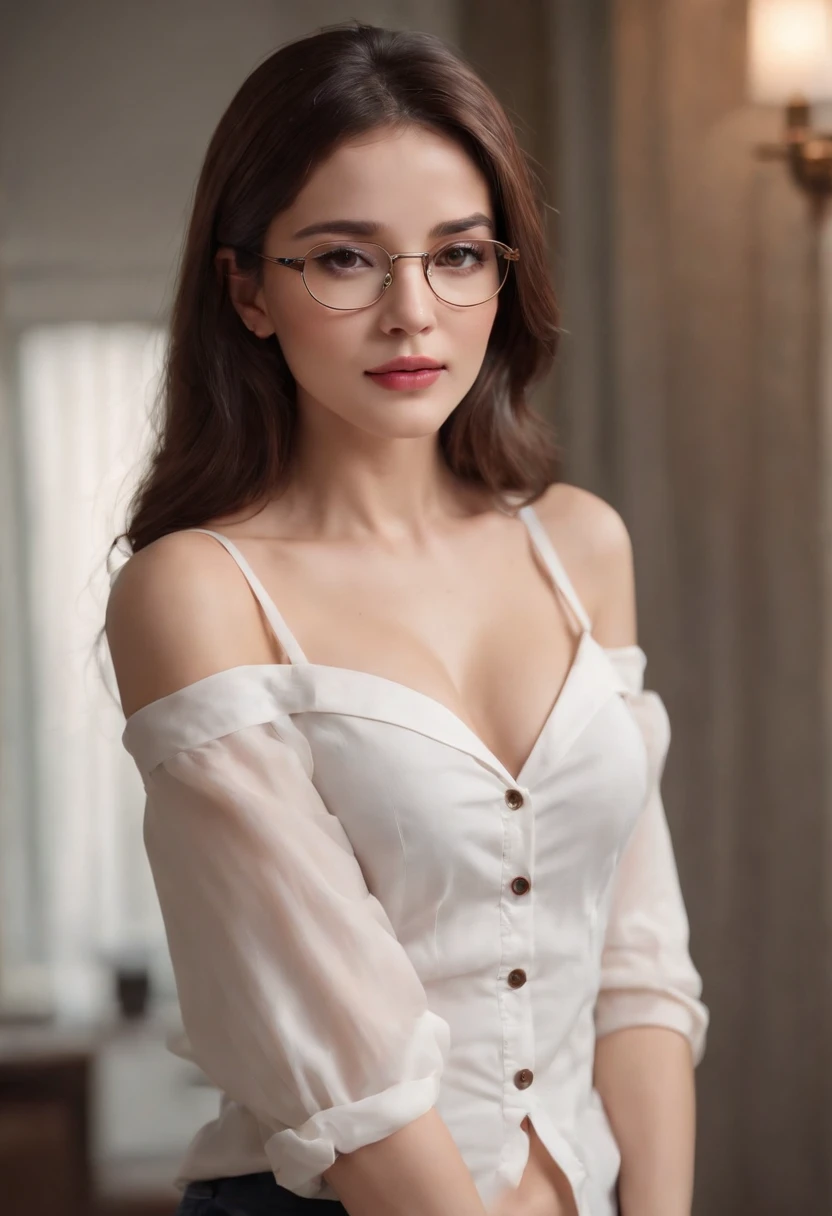 Masterpiece, a beautiful nerdy 30 year old Ukrainian woman, glasses, long wavy black hair, delicate face, prominent cheekbones, delicate features, pale skin, legs, ultra-short light transparent sundress, HD, (detailed skin texture:1.1), best quality, ultra high res, (photorealistic: 1.4), Raw photo, by Ellen von Unwerth, D850 Film Stock Photography, F1.6 Lens, Rich Colors, Realistic, Cinestill 800, backlight, rimlighting, sunlight, looking at the viewer