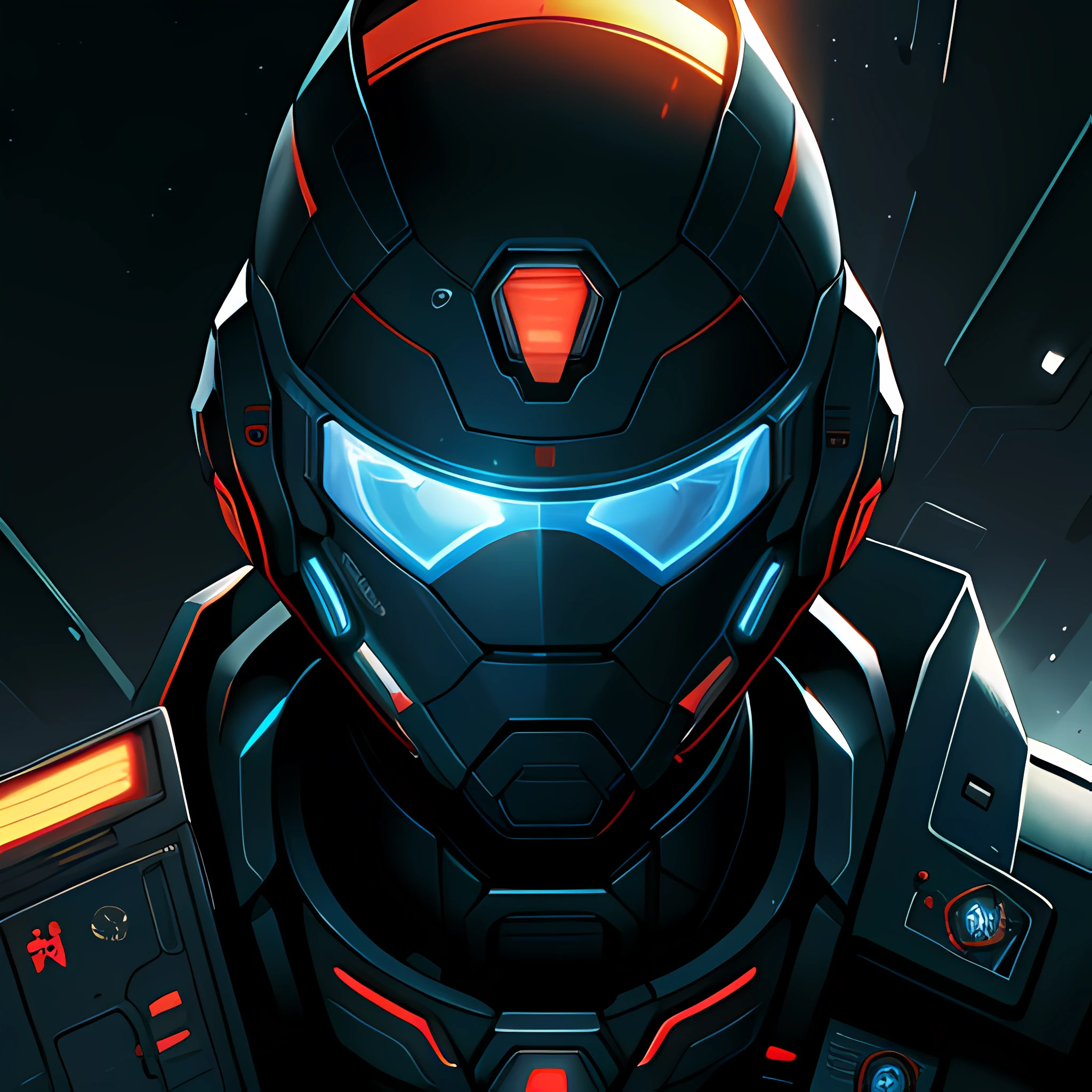 masterpiece, best quality, realistic, ultra detailed, sfw, head shot, a portrait of a young man, starsector, sci-fi style suits, hight-tech gadgets, head facing right,