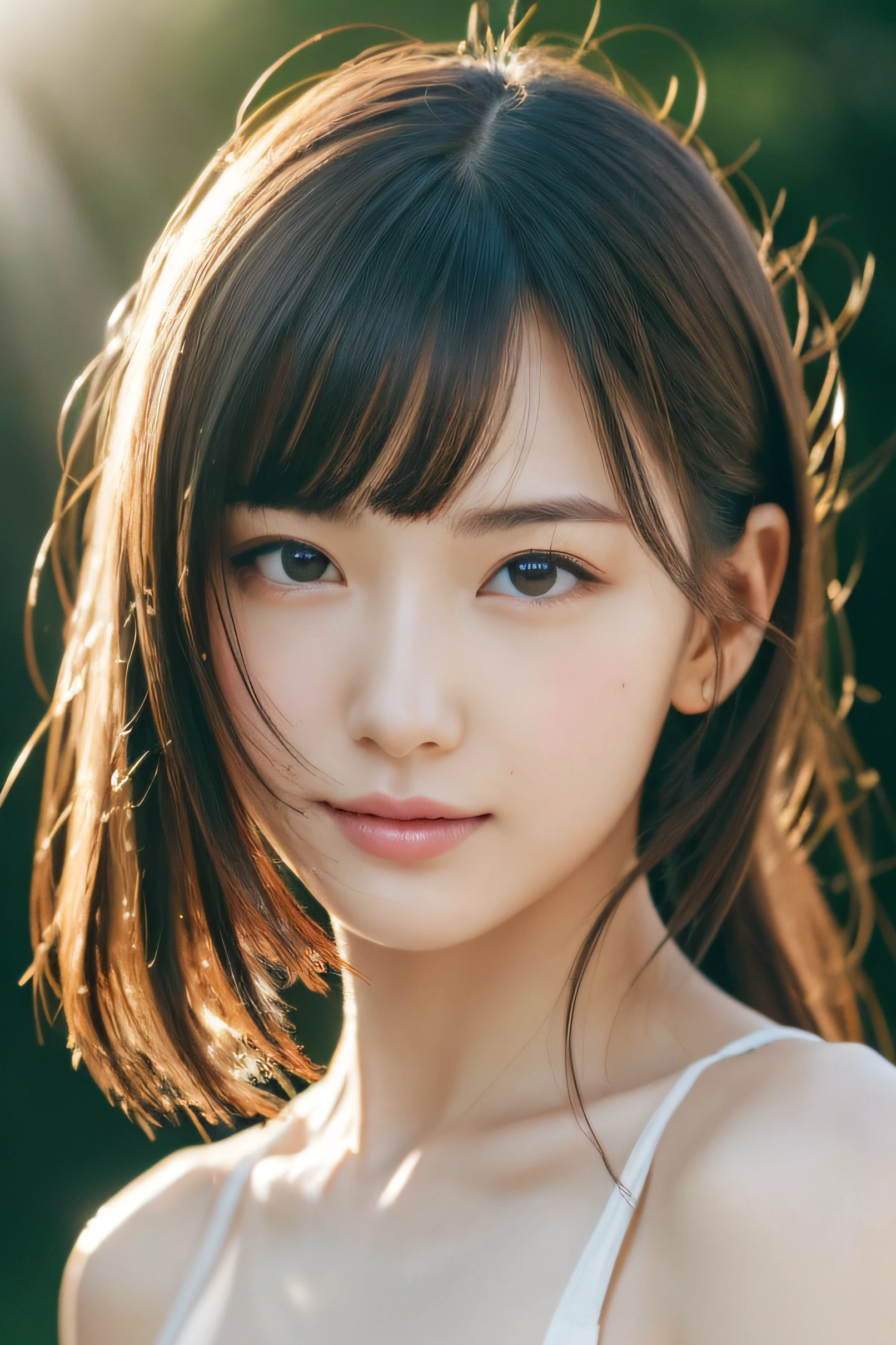 (((​masterpiece))), top-quality, ultra-detailliert, Extremely detailed, Detailed background, light rays, Very beautiful girl, japanese, 16 yo,  Detailed face, Solo, smile, (Full body:1.3), (random hairstyles :1.2), Bangs, (Young Face), (Perfect body:1.1), sunrise glow, Summer, in 8K, Wallpaper, amazing, finely detail, Ultra-detailed, 超A high resolution, Extremely detailed, Pure erotic face, extremely detailed eye and face, Beautiful detailed eyes, highlydetailed skin, No makeup, (Natural Skin),