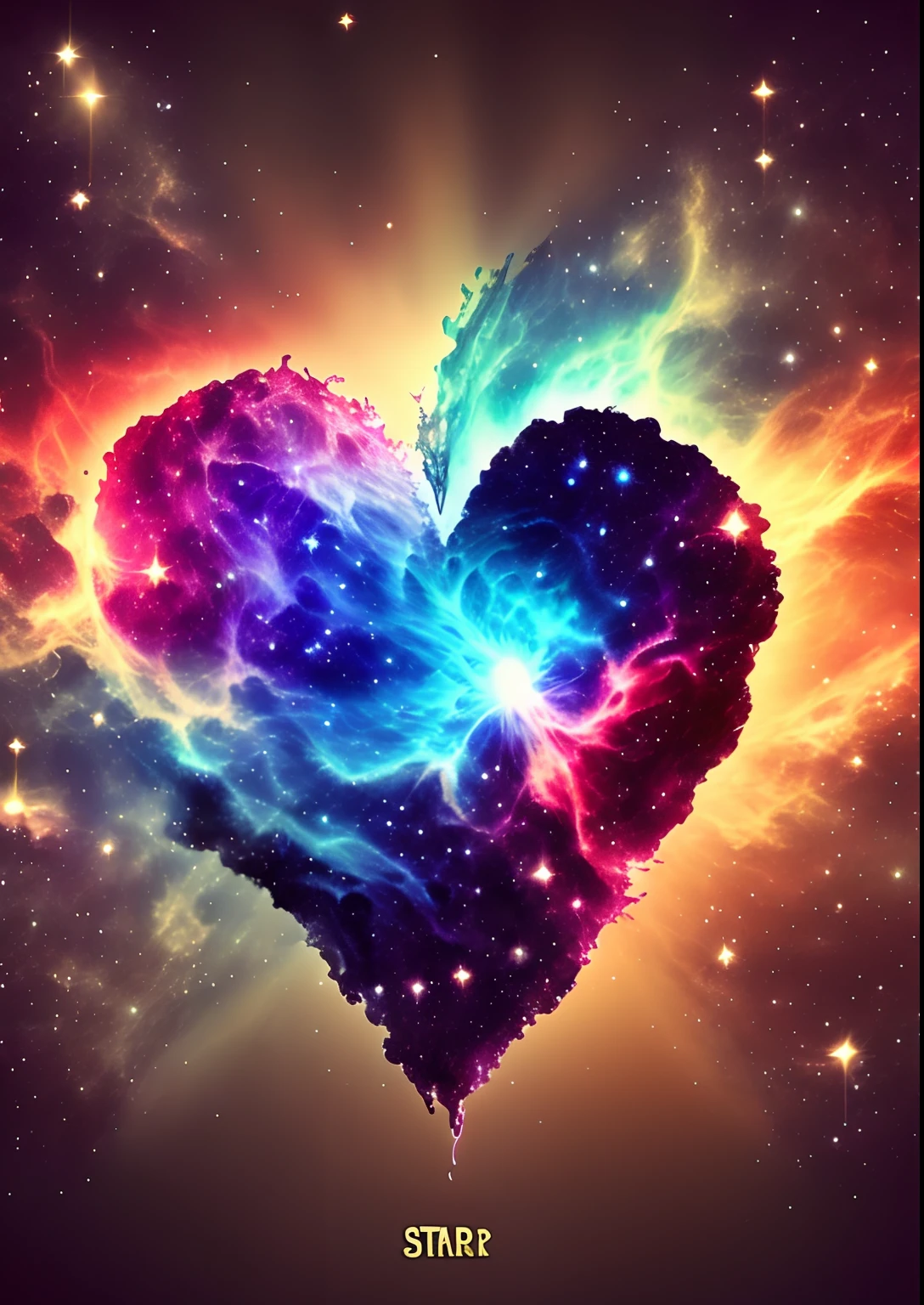 dreamlikeart, galaxy, outer space, nebula, star, [cyberpunked] Heart from the Stars. (star:1.5),