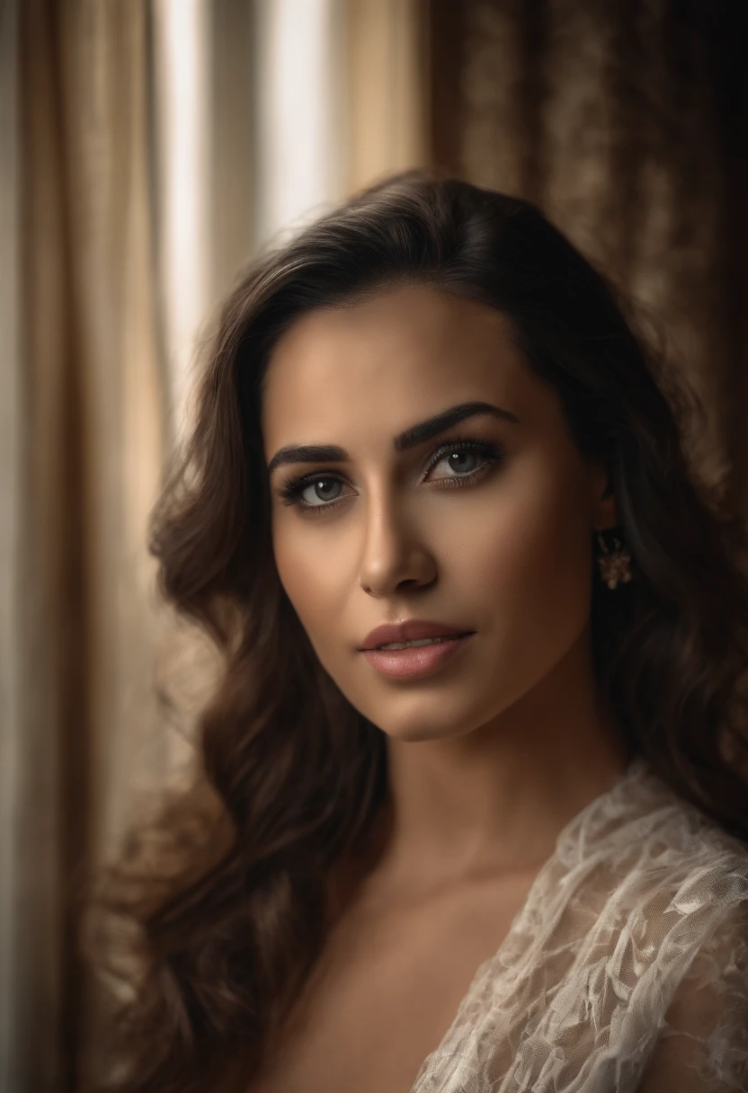 Rosita Lasari, (8k), (photorealistic:1.4),best quality, ultra high res, highly detailed eyes, 1girl, in library, sexy pose, cleavage cutout, fine cloth