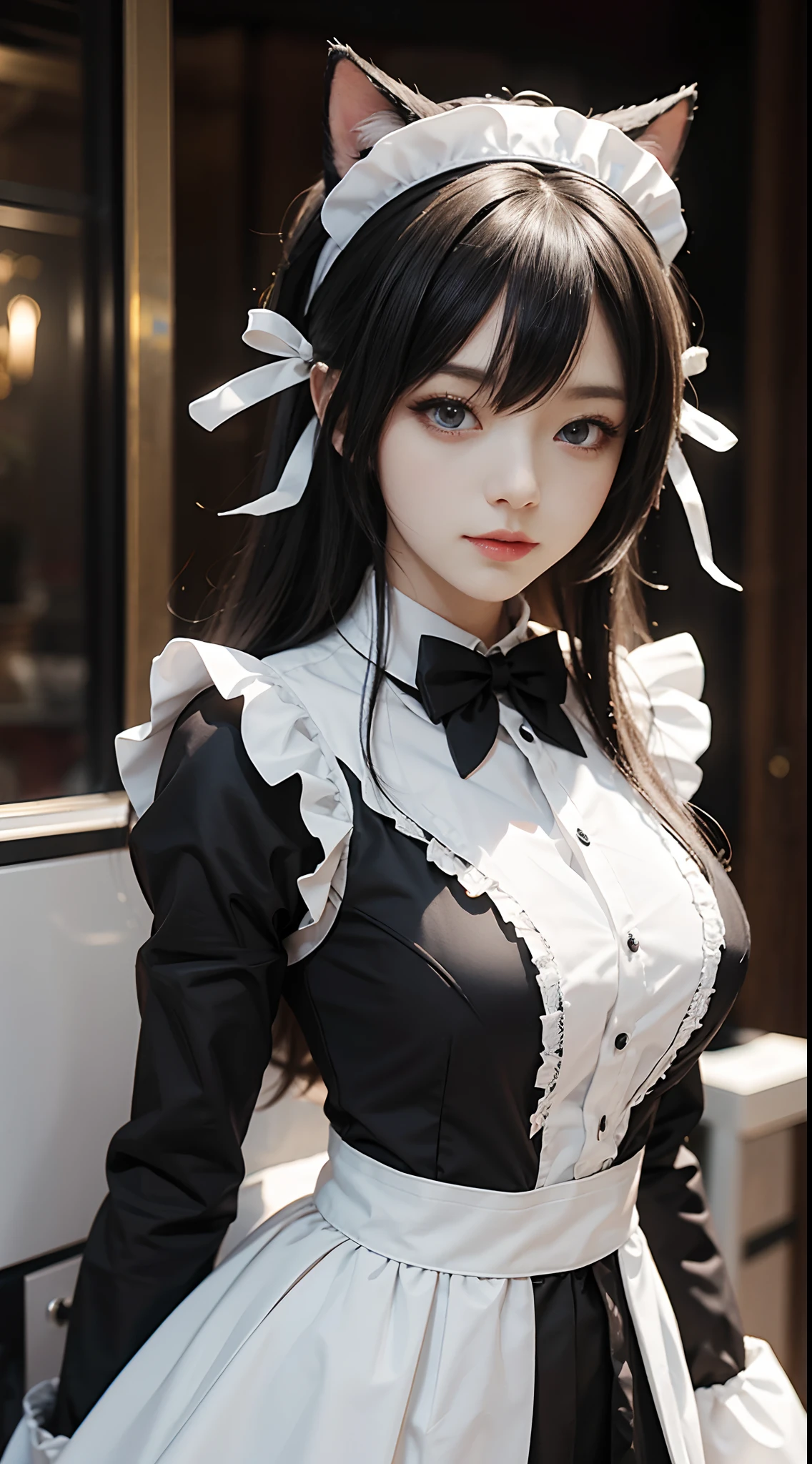 arafed woman in a black and white outfit posing for a picture, cosplay of a catboy! maid! dress, Anime girl cosplay, anime girl in a maid costume, gorgeous maid, azur lane style, Maid outfit, cosplay foto, cosplay, Albedo from Overlord, Anime cosplay, alluring tipha lockhart portrait, A scene from the《azur lane》videogame
