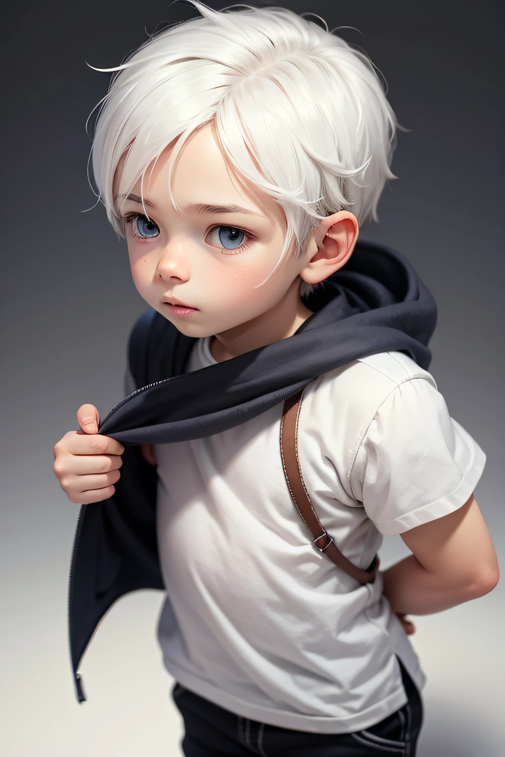A close up of a person with a white hair and a jacket - SeaArt AI