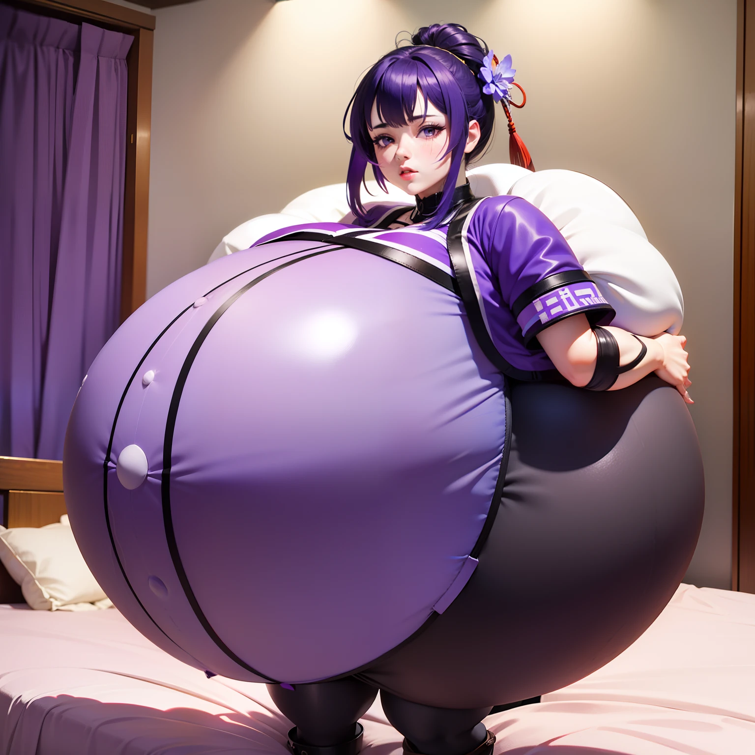 Raiden_Shogun from genshin impact,Big  Bump pregnant, Schol, Big boobs, nipple, cum, Big Black Balloons,16 years g pregnant Belly, Big Pregnant girl, Largest Belly of Pregnant, Huge Pregnancy, background hotel room,Huge 9 months Pregnancy Belly,huge belly expansion, huge belly girl, purple eyes, purple hair