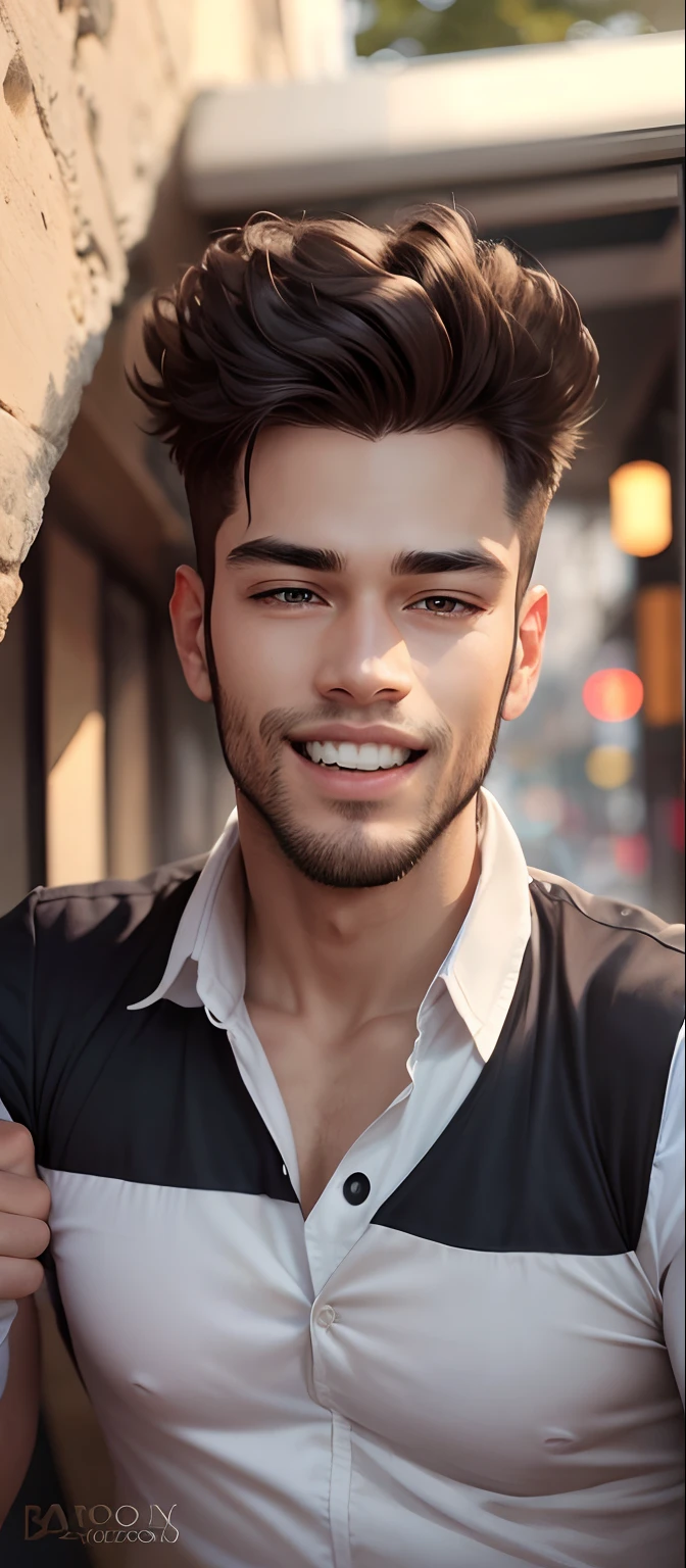 Arafed man with a beard and a white shirt posing for a picture - SeaArt AI