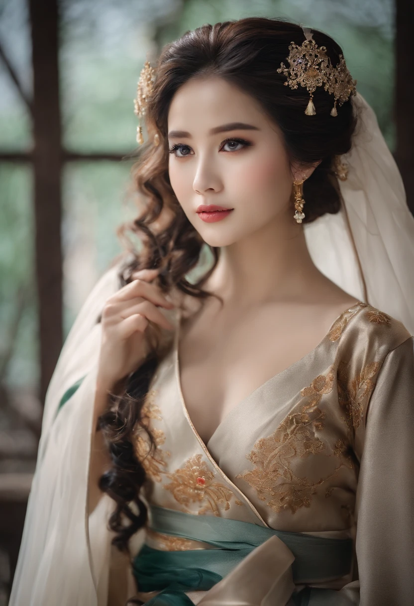 1girl, (hanfu), brilhante, side-lighting, papel de parede, um close up de uma mulher com longos cabelos cacheados usando uma jaqueta, longos cabelos castanhos encaracolados, longos cabelos cacheados intrincados, cabelos castanhos cacheados, long messy curly hair, flowing massive hair, cabelos castanhos cacheados, cabelos longos e cacheados, cabelos longos cacheados, cabelos cachos, longos cabelos castanhos inchados cacheados, cabelos cacheados, cabelos ornamentados, cabelos loiros cacheados | d & d, curly hair, (((cabelo escuro)));