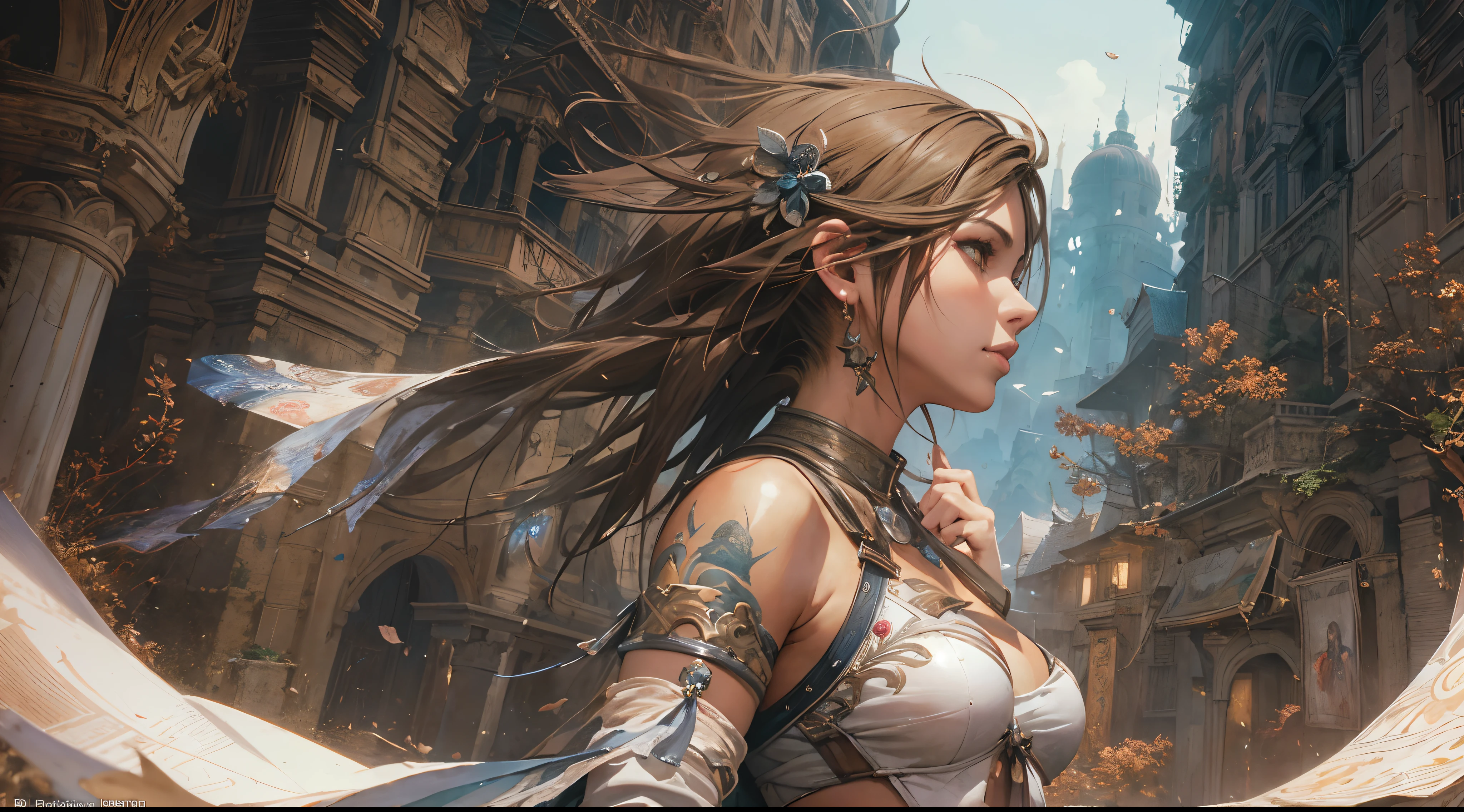 "(by Greg Rutkowski: 1.2), (masterpiece), ((best quality)), extremely delicate and beautiful, illustration, (fantasy landscape), A mesmerizing fantasy landscape with enchanting elements blending seamlessly. ((Rabanastre from final fantasy XII)), A sense of tranquility and wonder fills the air, inviting exploration and discovery. Providing a distant view that captures the grandeur and atmosphere. From Brian Froud and Carne Griffiths and Wadim Kashin and John William Waterhouse, 8K post-production, high resolution, hyperdetailed, depth of field, HDR, intricate"