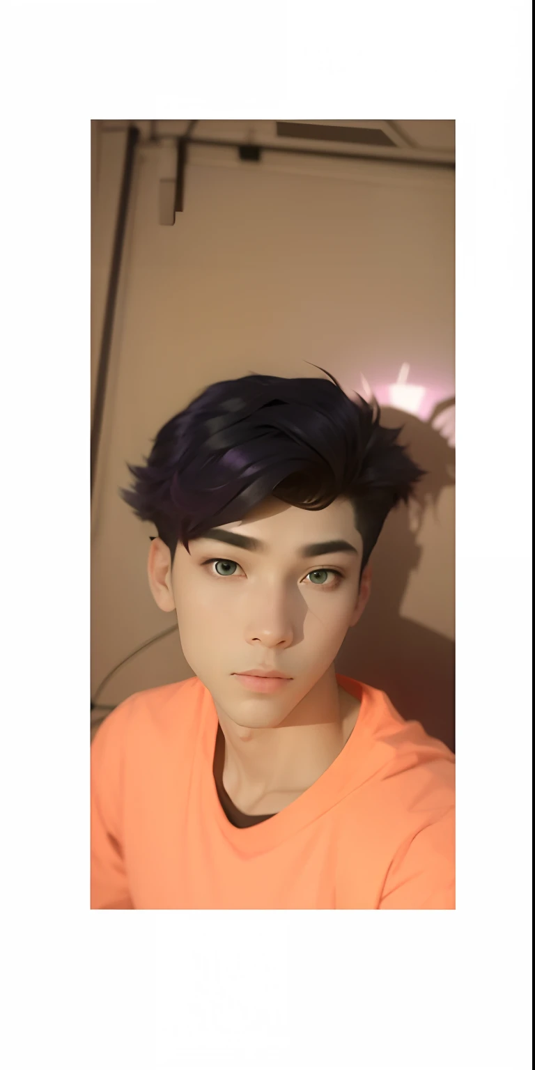 cyber park look ,Add ,purple, Hair stylish, light in background,boy