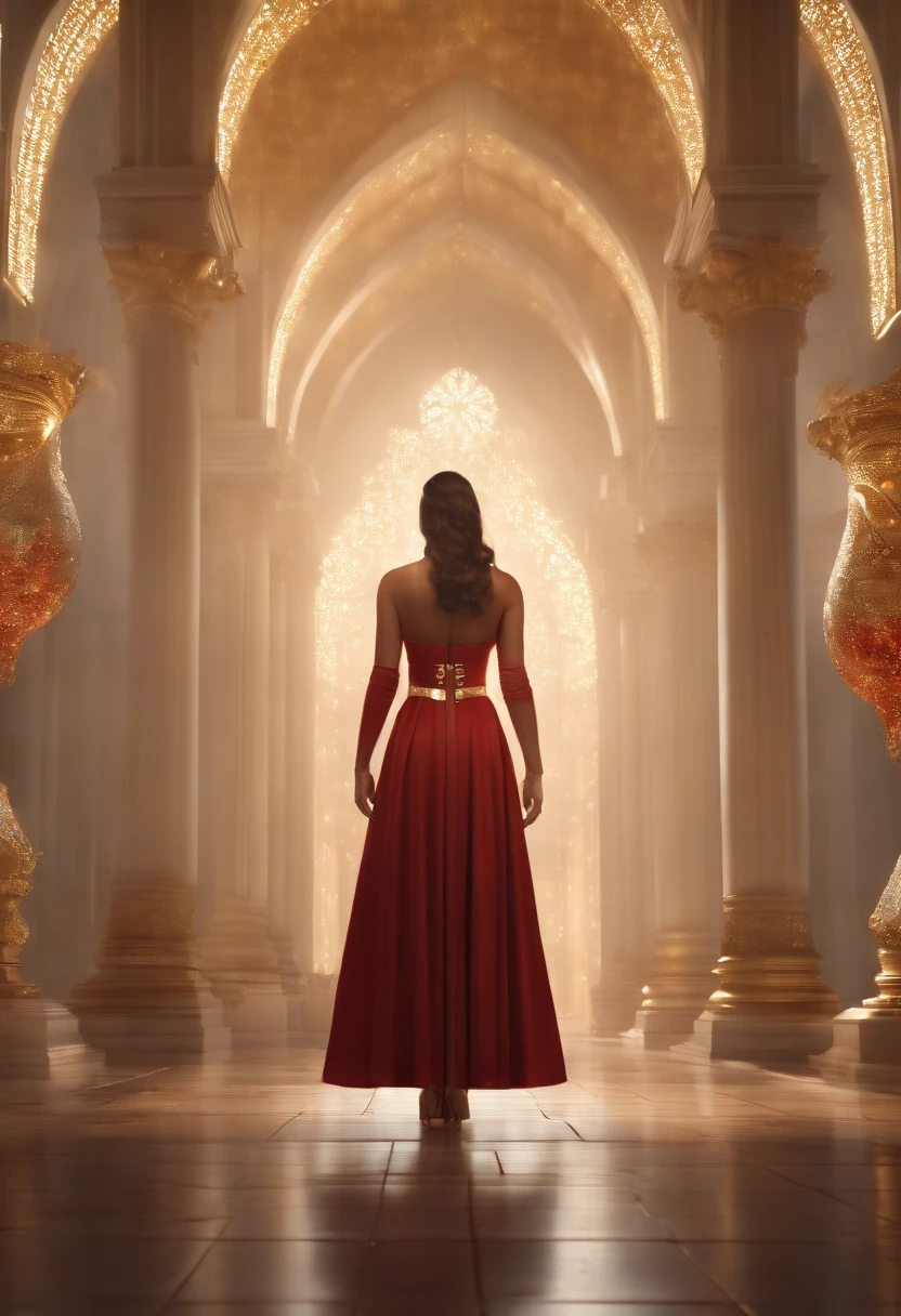 Cinematic still image (Raw Photo: 1.7) of (Ultra Realistic: 1.3), ((Masterpiece)), (Best Quality), Upper body, 1 woman, Huge woman, (smile), Looking at viewer, Gold , White, Red , Full Armor (Transparent: 2), (Translucent: 1.4), (POSITION: 1.1), Biomechanical, Building Background, Mini City, Reflective Metal, Dramatic Lighting, 3D, Super Detailed, Octane Rendering, NSFW , (Victory posture: 1.2), (medieval architecture, basement with large space, gloomy appearance, wooden background, sex toys scattered on the floor covered in sperm, semen), From below, Legs open, Groin showing, erect, legs open, AndreaSawatzkiV1