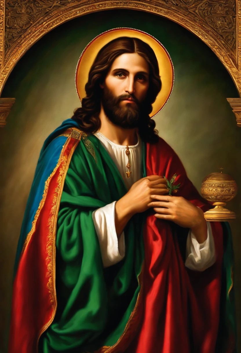Create an image that represents St. Thomas disciple of Jesus, com barba e cabelo pequeno