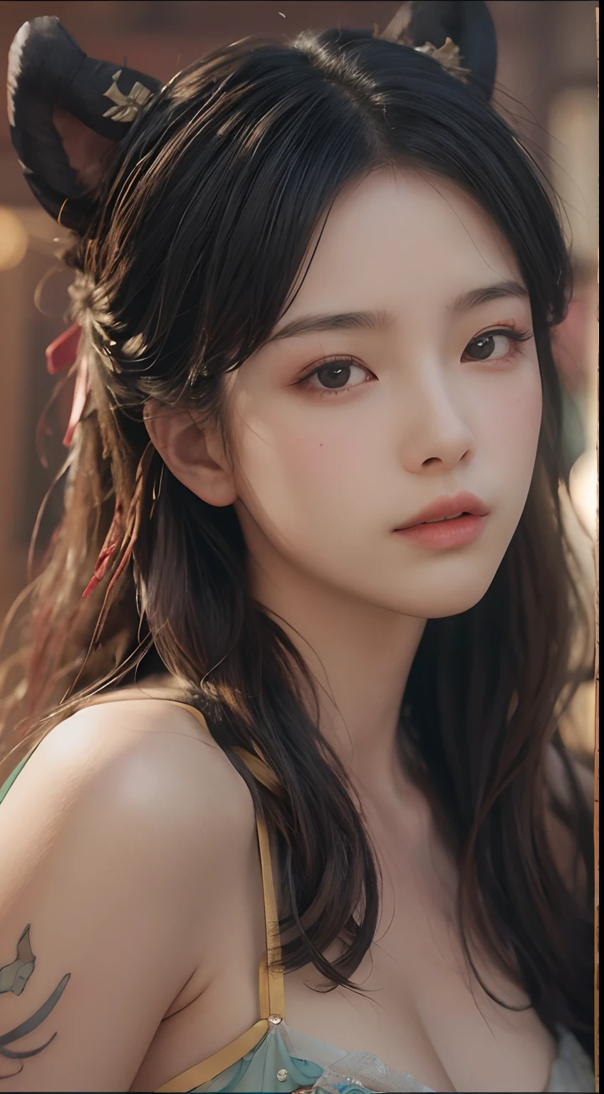 Trends on ArtStation, Trends on CGSociety, Intricate, High Detail, Sharp Focus, Dramatic, starry night sky, Aerith of Final Fantasy7, Aerith's original Final fantasy 7 costume, 25 years old, mature looking, Realistic Art of Drawing, Sketch, Masterpiece, Best Quality, Very Detailed, 1female, Half-body, head to bust image scope, close-up shot, beautiful red dress, standing position, Beautiful Meticulous Eyes, Cute Face, Bust, big bossoms, Beautiful Meticulous Face, White Hair, (Botanical Illustration: 1.5), bigger breasts
