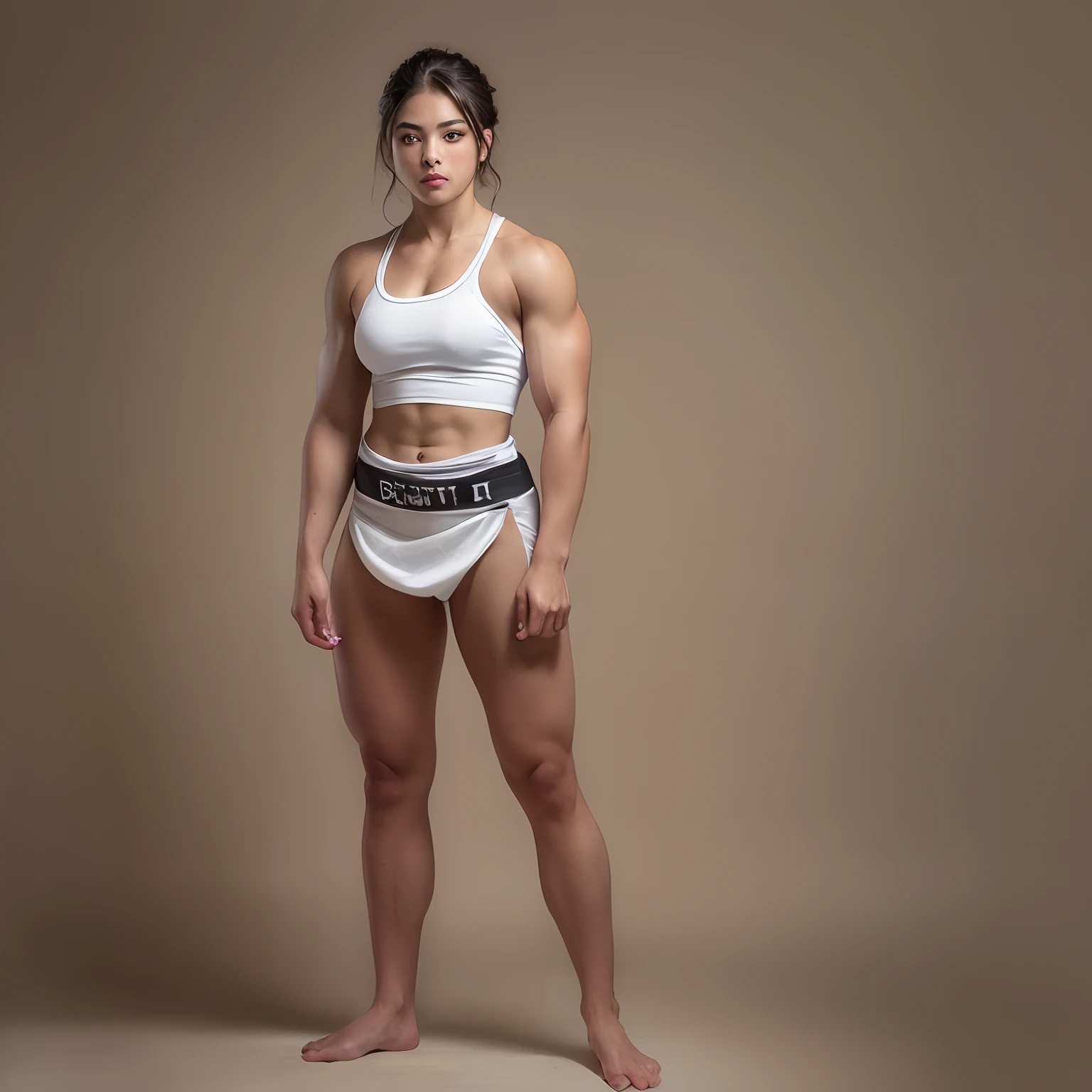 Beautiful spartan woman, (18 years old), pankration fighter, (white cotton loincloth), (muscles:1.2), female fitness model body, ((soft beautiful feminine facial features)), (((slim yet very fit body))), private agoge background, masterpiece, perfect lighting, uhd, 8k, she trains men in pankration for a living, she is an exceptional pankration fighter, ((lusty female model look at camera)), she is a champion at pankration, no man can beat her in a fight, full body view