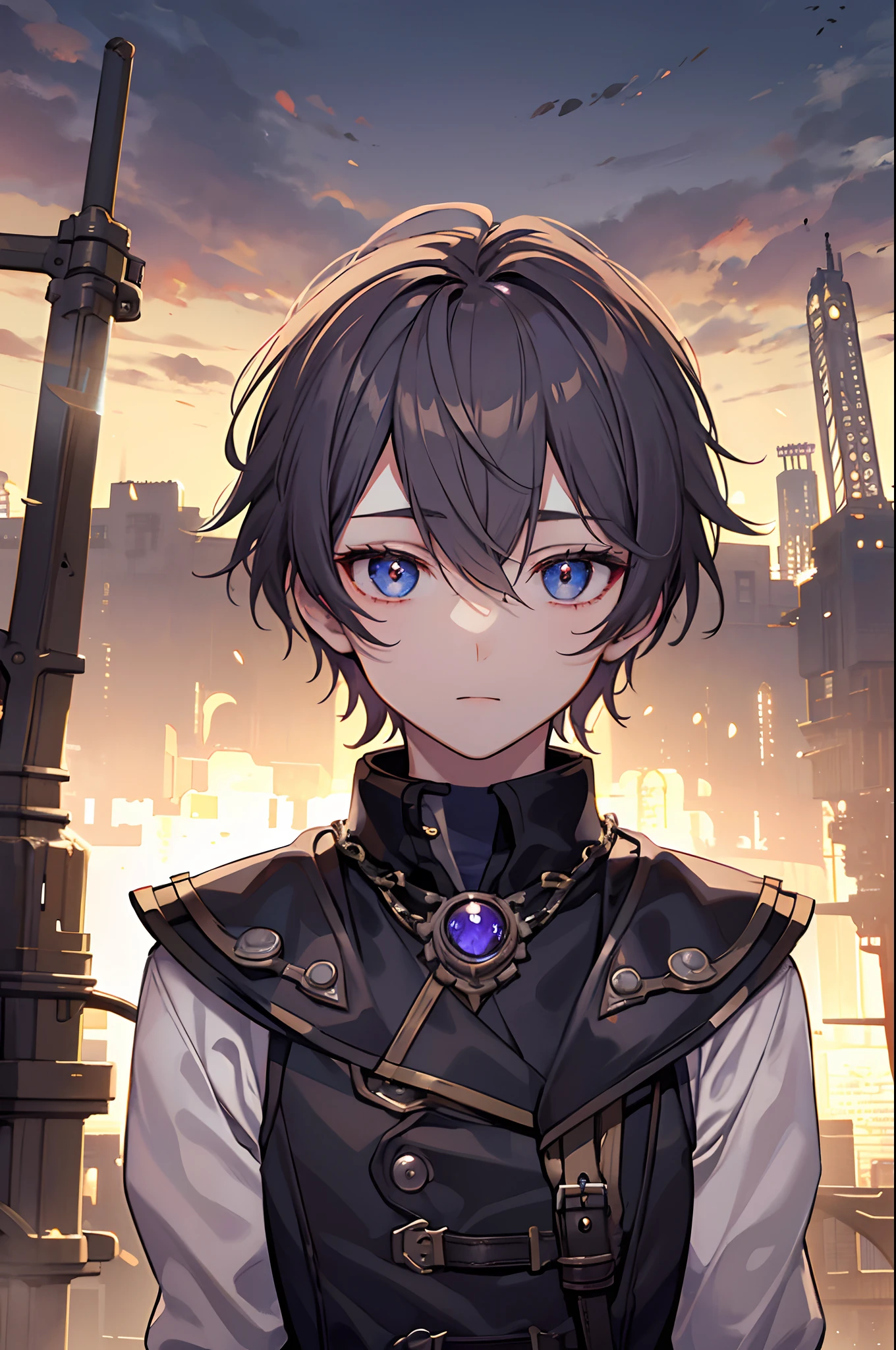 twinks male people steampunc Grapes London cityscape At dusk masterpiece Top image quality Darken shading(light) Clear cinematic shadow Increased attractiveness of the eyes {Perfect face} Clear the shine of the eyes Draw eyelashes neatly