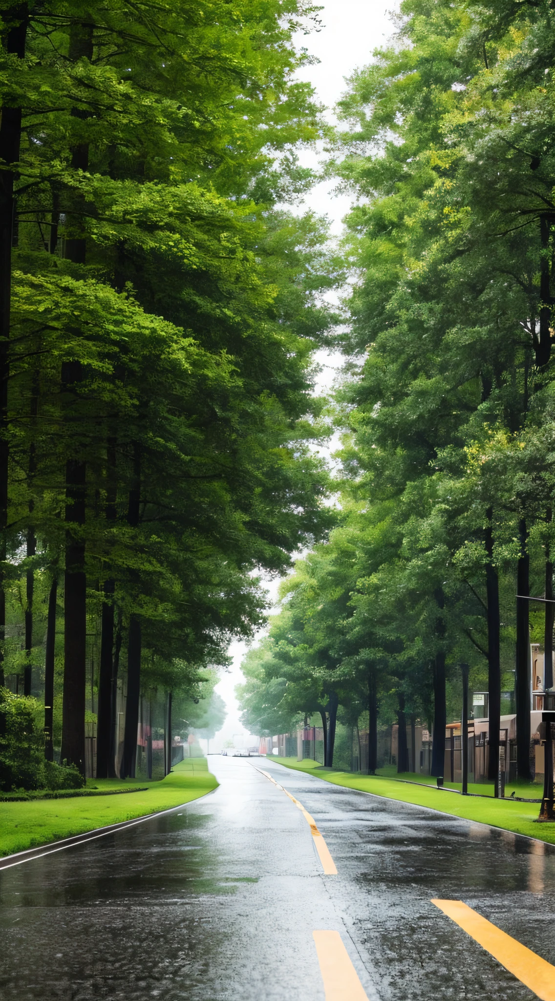 A rainy street with trees on both sides
Tags: rainy street, trees, wet asphalt, raindrops, puddles, glistening leaves, empty road, serene atmosphere, damp atmosphere
Quality: (best quality, high-res), ultra-detailed, realistic, vivid colors, studio lighting, bokeh
Art Style: landscape, photography
Color Palette: cool tones, shades of gray, muted greens
Lighting: soft, diffused light, reflecting off wet surfaces
Please note that this is just an example prompt generated based on the given theme. Feel free to add, modify, or adjust the tags as per your imagination.