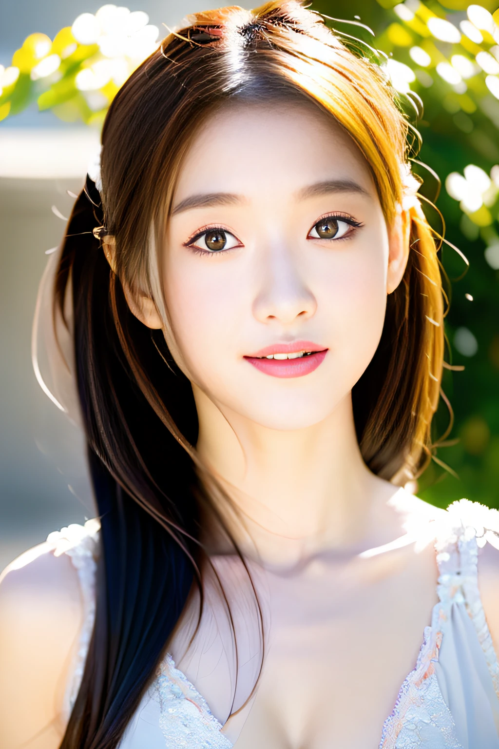 (​masterpiece, top-quality), (realisitic, Photorealsitic:1.37), 8K, extremely delicate and beautiful, astonishing, finely detail, Official Art, absurderes, incredibly absurdness, ultra-detailliert, ighly detailed, A Japanese Lady、in her 20s、二重まぶた、Clear black eyes、dark grey HAIR、Long、a beautiful detailed girl, 1girl in, (Perfect female figure,Beautiful limbs、Healthy body、Beautiful skin), full bodyesbian, middlebreast,illusion、Professional filming、