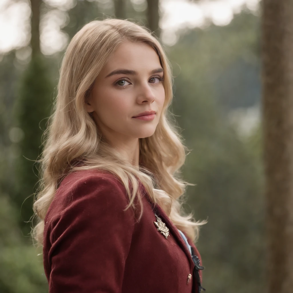1 girl, hiper-realista, da escola, uniforme,20 anos, muito bonito,Uniforme escolar olhos azuis, blonde hair, pernas abertas,na mesa, Chimney Backround, 8k, tocando pernas, Adolescente,cowboy shot