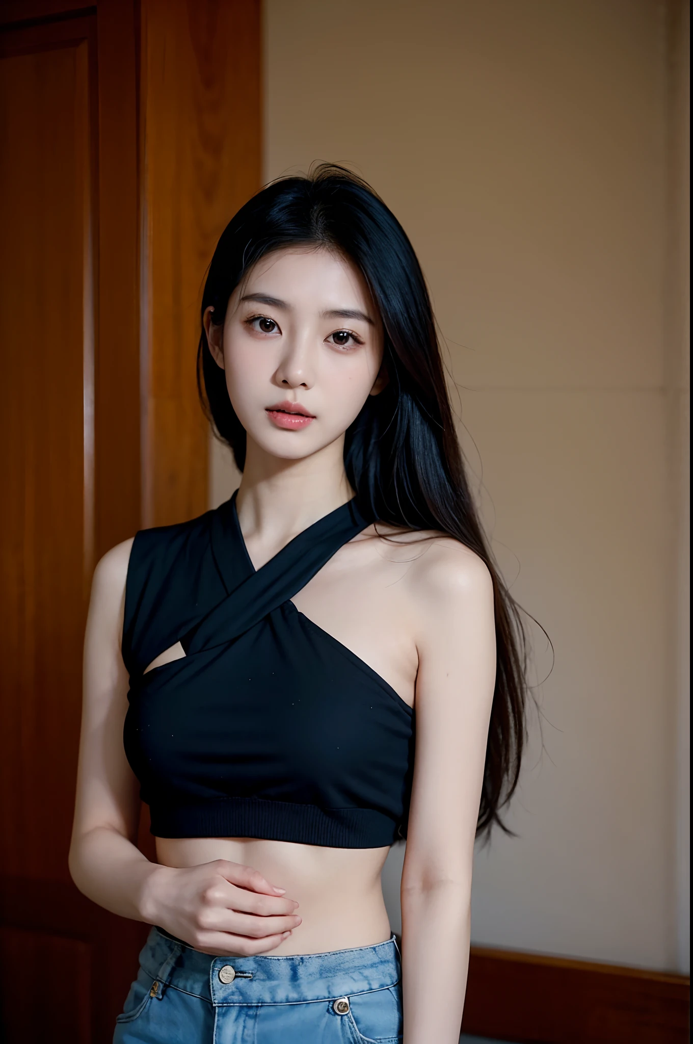 arafed asian woman in a blue top posing for a picture, gorgeous young korean woman, beautiful south korean woman, beautiful young korean woman, korean girl, beautiful asian girl, korean woman, beautiful asian woman, young adorable korean face, beautiful japanese girls face, japanese model, gorgeous chinese model, realistic young gravure idol, asian beautiful face