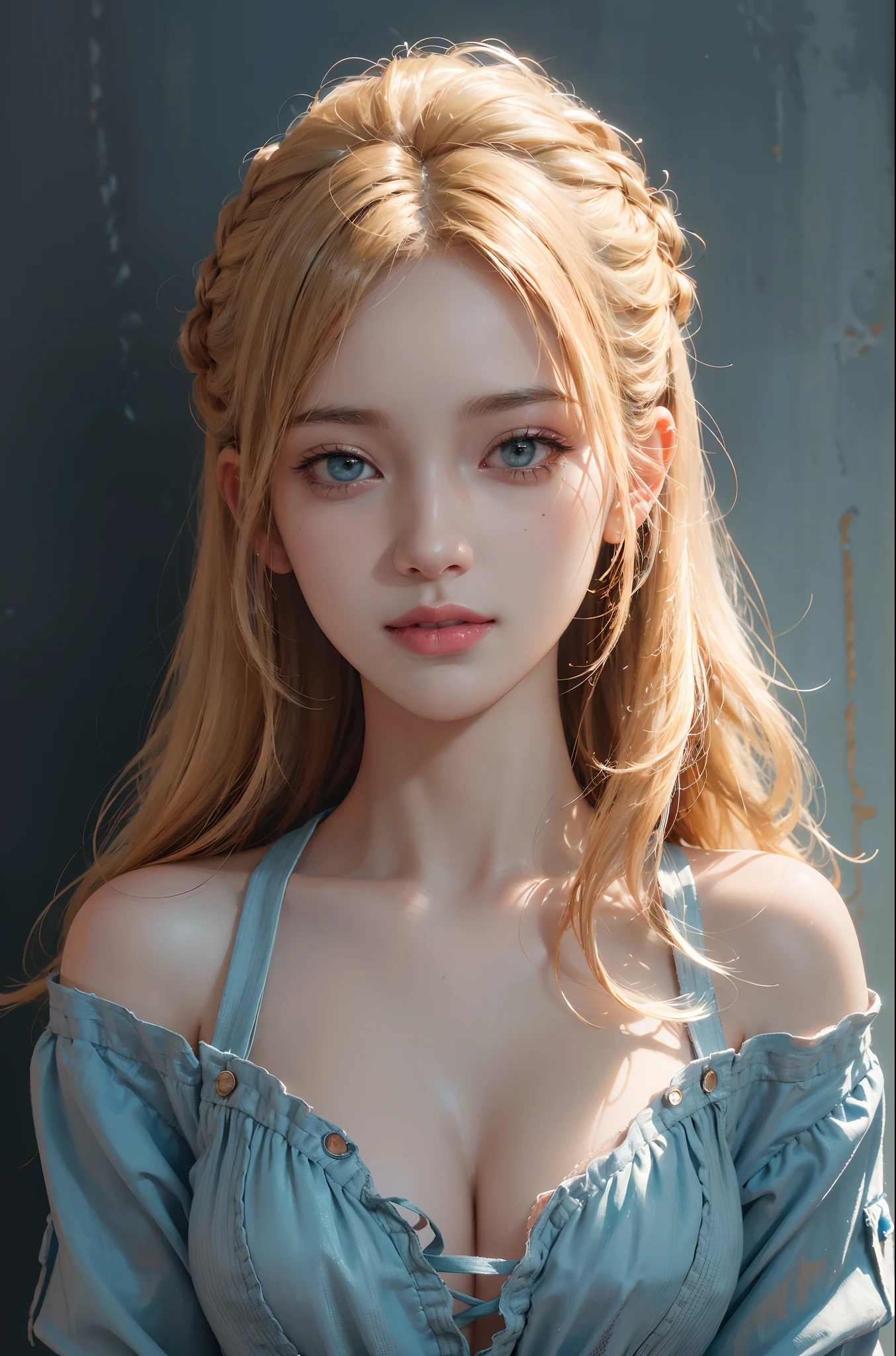 (ultra realisic), (Illustration), (Resolution Enhancement), (8K), (Extremely detailed), (Best Illustration), (beautiful-detailed eyes), (Best Quality), (The ultra-detailliert), (Masterpiece ), ( wall paper), (Detailed face),a blond, Wavy hair,(hi-top fade:1.3), (Smiling broadly, bright look), dark theme, soothing tones, muted colors, High contrast, (Natural skin texture, hyperrealism, Soft light, edgy),exposure blend, medium shot, Bokeh, (HDR:1.4), High contrast, (films, teal and orange:0.85), (muted colors, faded colors, soothing tones:1.3), Low saturation, (hyperdetailed:1.2), (black:0.4)