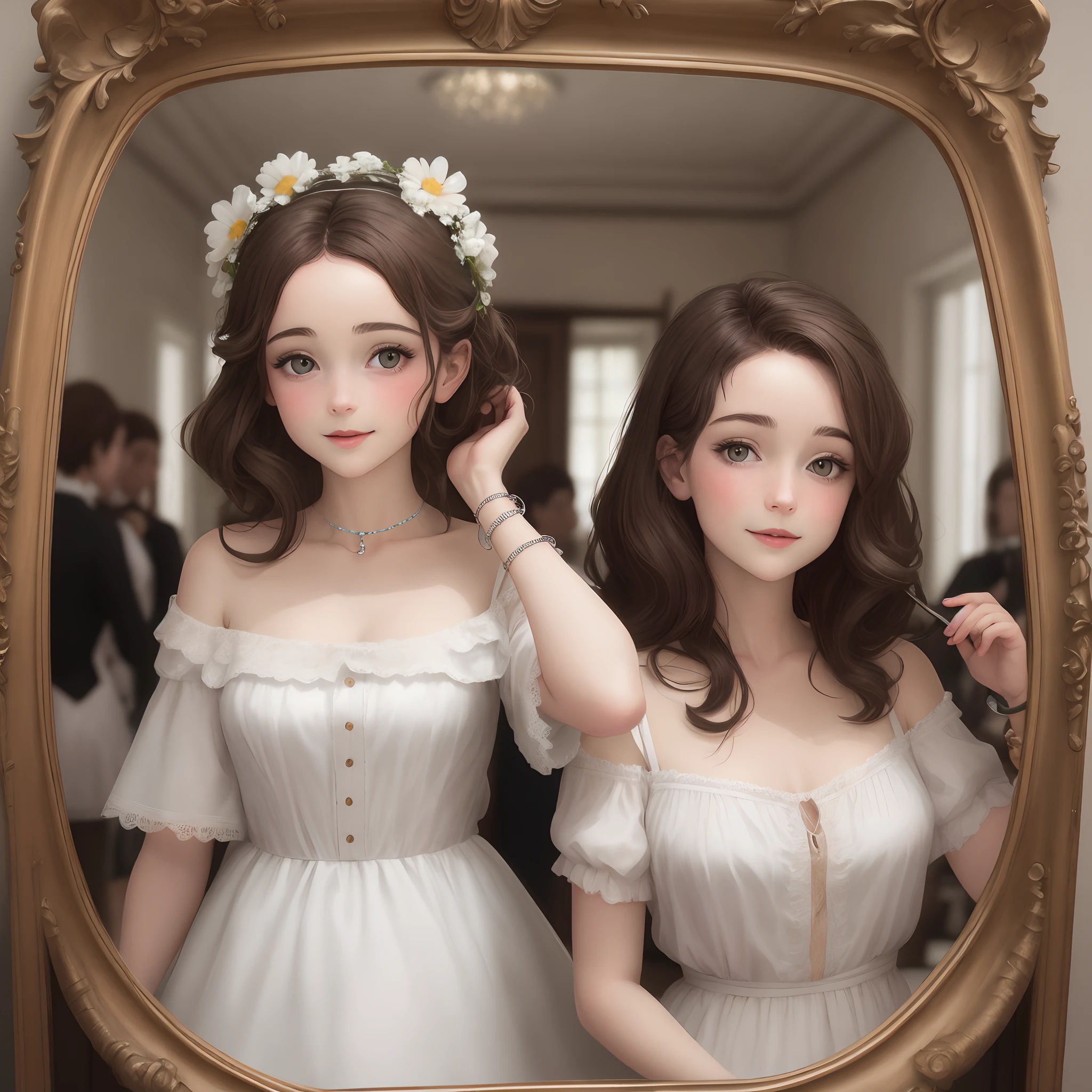 Ah ! je ris de me voir
Si belle en ce miroir !
Est-ce toi, Marguerite ?
Reponds-moi, reponds vite !
Non ! non ! - ce n'est plus toi !
Non ! non ! - ce n'est plus ton visage !
C'est la fille d'un roi,
Qu'on salue au passage !
Ah, s'il etait ici !...
S'il me voyait ainsi !
Comme une demoiselle,
Il me trouverait belle.
(Elle se pare du collier.)
Achevons la metamorphose !
Il me tarde encore d'essayer
Le bracelet et le collier !
(Elle se pare du bracelet et se leve.)
Dieu ! c'est comme une main qui sur mon bras se pose !
Ah! je ris de me voir
Si belle en ce miroir !
Est-ce toi, Marguerite ?
Reponds-moi, reponds vite !
Ah, s'il etait ici !...
S'il me voyait ainsi !
Comme une demoiselle,
Il me trouverait belle.
Marguerite, ce n'est plus toi,
Ce n'est plus ton visage,
Non ! c'est la fille d'un roi,
Qu'on salue au passage.