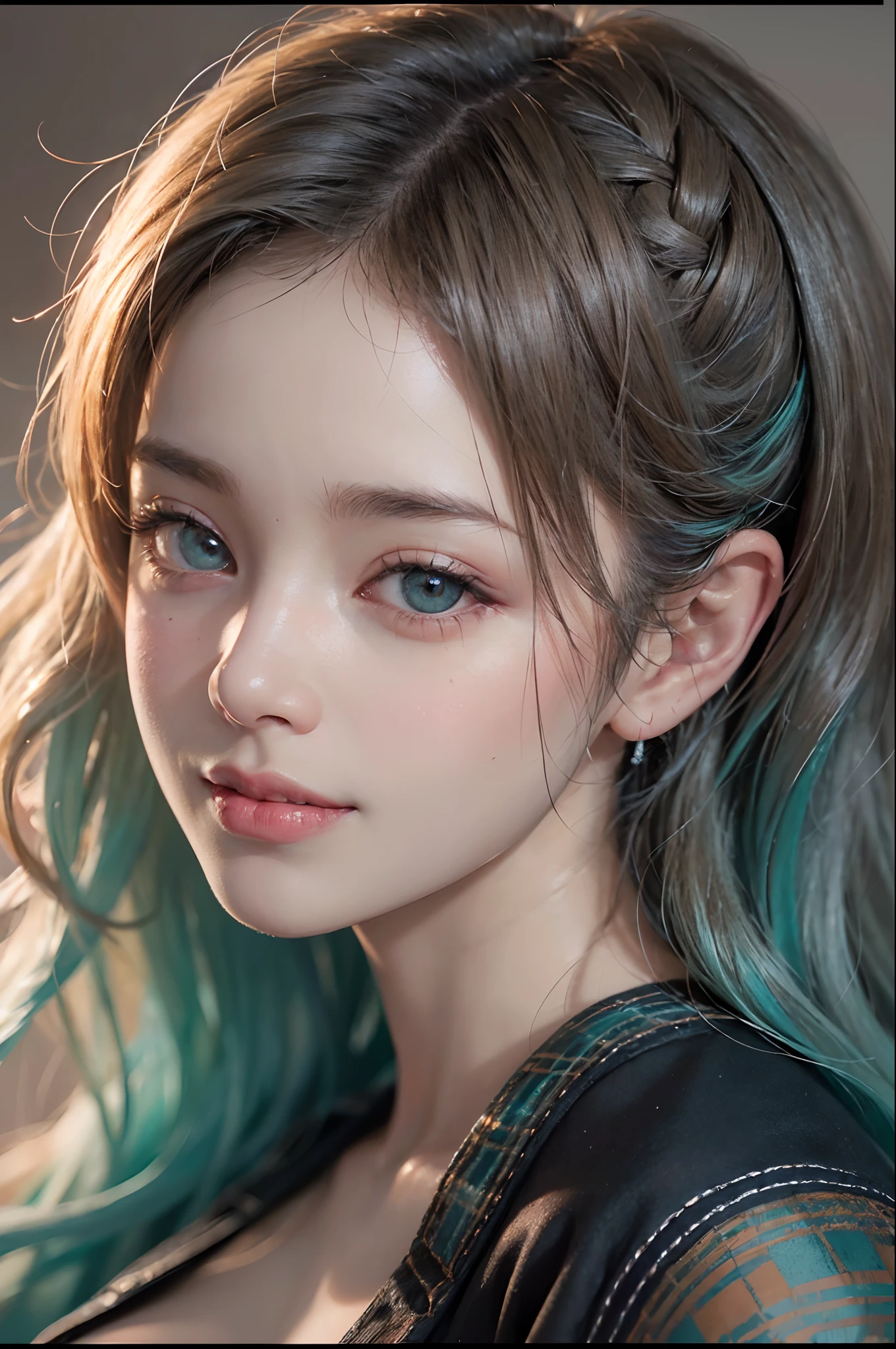 (ultra realisic), (Illustration), (Resolution Enhancement), (8K), (Extremely detailed), (Best Illustration), (beautiful-detailed eyes), (Best Quality), (The ultra-detailliert), (Masterpiece ), ( wall paper), (Detailed face),a blond, Wavy hair,(hi-top fade:1.3), (Smiling broadly, bright look), dark theme, soothing tones, muted colors, High contrast, (Natural skin texture, hyperrealism, Soft light, edgy),exposure blend, medium shot, Bokeh, (HDR:1.4), High contrast, (films, teal and orange:0.85), (muted colors, faded colors, soothing tones:1.3), Low saturation, (hyperdetailed:1.2),(Big breasts :1.2)