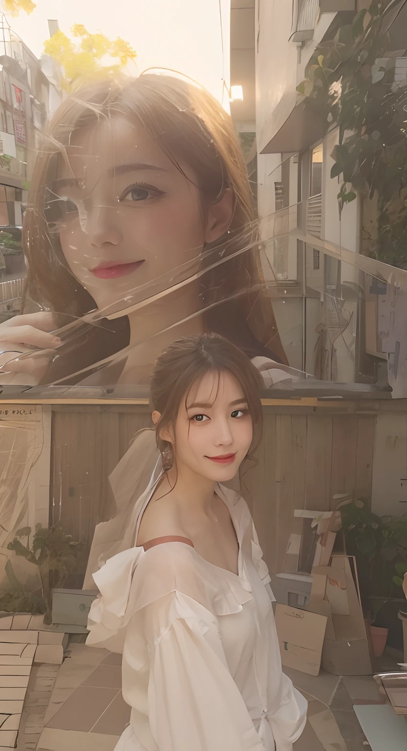 masutepiece, Best Quality, Illustration, Ultra-detailed, finely detail, hight resolution, 8K Wallpaper, Perfect dynamic composition, Beautiful detailed eyes, doress,Medium Hair, mid-chest, Natural Color Lip, Random and sexy poses,Smile,Aoyama Street Walk