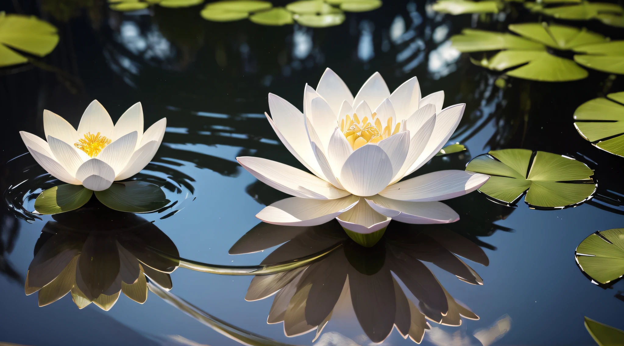 (best quality,4k,8k,highres,masterpiece:1.2),ultra-detailed,(realistic,photorealistic,photo-realistic:1.37),crystal lotus flower,shimmering,ethereal,delicate petals,transparent,reflective surface,luminous glow,lotus bud opening,fresh water droplets,subtle ripples,tranquil pond,gentle breeze,soft natural light,harmonious color palette,crystal-clear details,exquisite craftsmanship,meticulous attention to texture,naturalistic surroundings,serene atmosphere,harmonic balance,sprouting leaves,blooming in full,serene reflection,magical aura,serenity in motion,perfect symmetry,faint fragrance,subtle opalescent colors,gleaming petals,pristine beauty,translucent stalk,graceful curves,dainty blossoms,dazzling crystalline form,frozen in time,pure and fragile,treasure from a dream,sparkling crystal facets