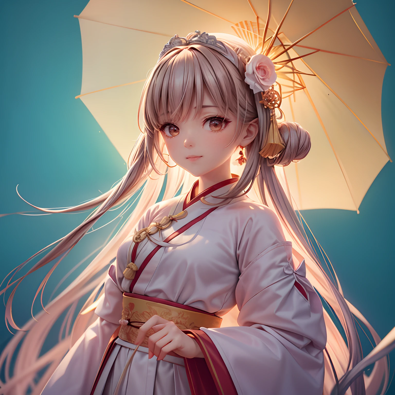 Movie Angle,(Cute girls,anatomy correct,full bodyesbian,Masterpiece camellia,Masterpiece Hanfu,ssmile),(illustratio,paper art,3Drenderingof),(plethora of colors,Best quality,high detal,tmasterpiece,Cinematic lighting effects,4K,Chiaroscuro)