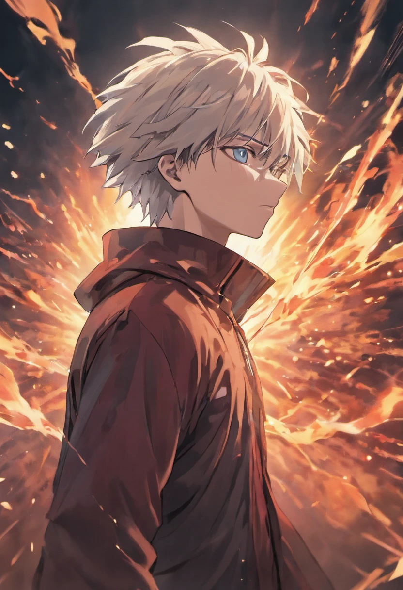 gojo satoru, jujutsu kaisen, anime, in the mountain, amazing, focused, ray tracing, blue eyes, white hair, black shirt, in the battlefield, powerfull magic aura.