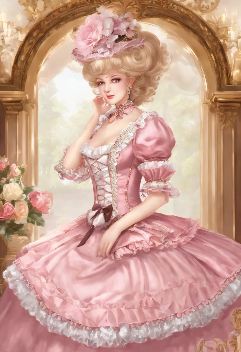 Arafe in a pink and black dress and hat, Takanobu Fujiwara(Takanobu Fujiwara)Digital rendering inspired by, pixiv, rococo, Victoria Gothic Lolita Fashion, Lolita Style, Rococo Queen (Rococo Queen) (Rococo Queen (Rococo Queen)) (Rococo Queen (Rococo Queen) (Rococo Queen (Rococo Queen))) (Rococo Queen (Rococo Queen) (Rococo Queen (Rococo Queen)) (Rococo Queen (Rococo Queen) (Rococo Queen (Rococo Queen)))), gothic maiden anime girl, rococo dress, anime girl in a maid costume, lolita fashion, Catboy's cosplay! Maid! one-piece
