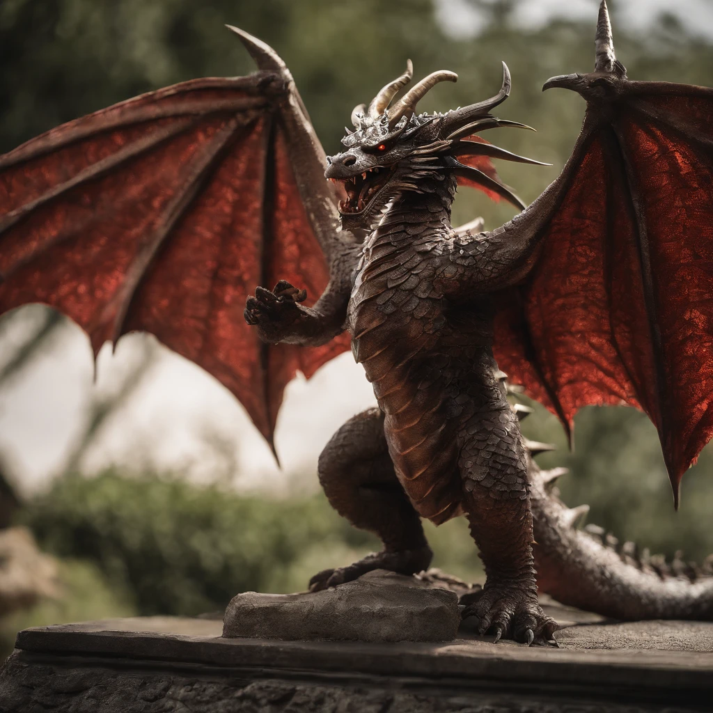 Tenryu Dourado,Rough red eyes,Close-up release of fire blood from the nose,Chest scales,alta qualidade,8k,muitos detalhes,Alface de fogo,Infelizmente,4 pernas,Garras manchadas,Ouro,Perigos,fires,dentes pontiagudos,big dragon,imensidade,Threatening,imponente