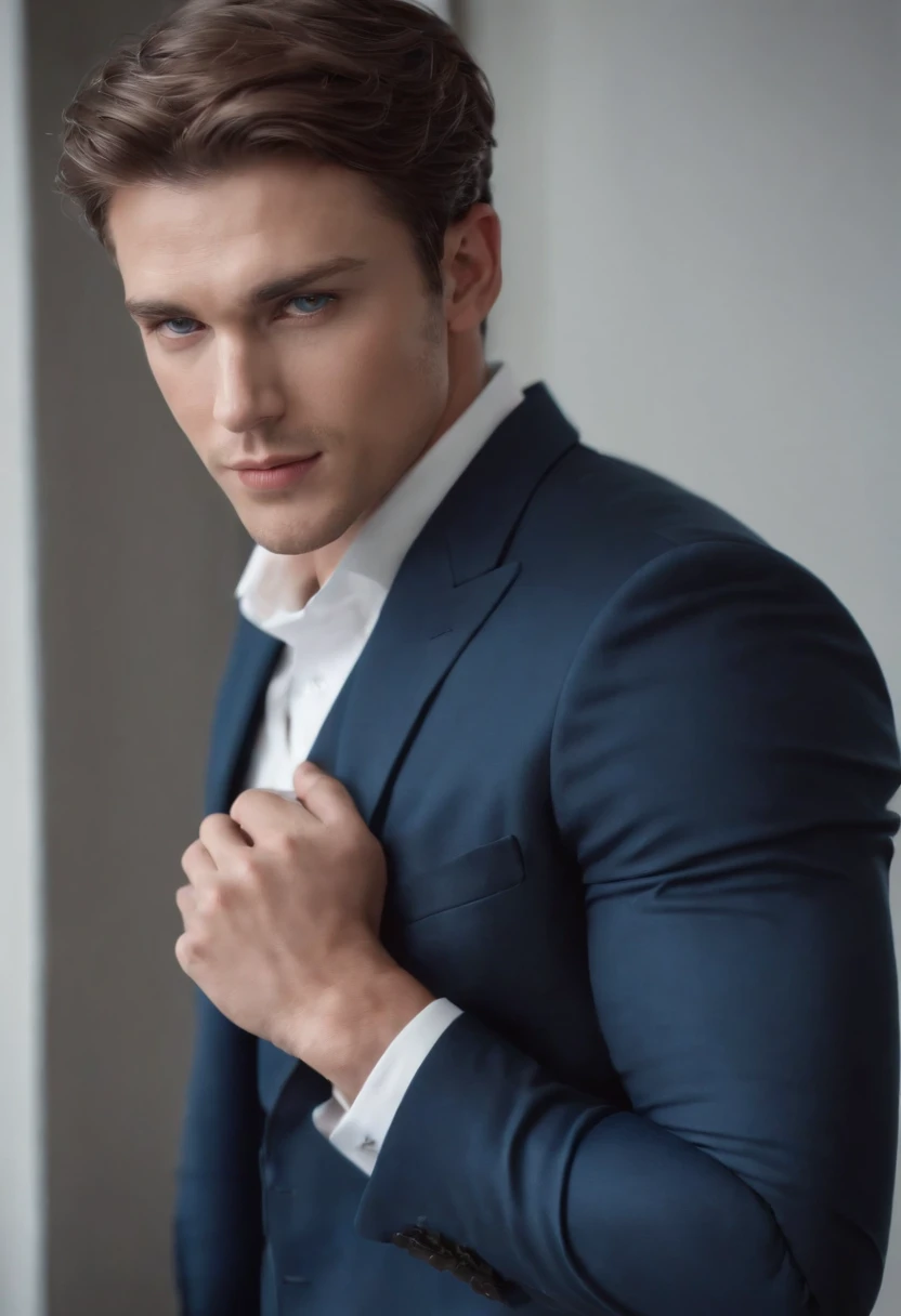 Gilthunder is extremely handsome, with perfect facial features that draw attention wherever he goes. His face is sculpted and symmetrical, highlighting his intense blue eyes that shine with determination. He is clean-shaven, maintaining smooth and flawless skin.His hair is of a stunning salmon hue, straight and silky, cascading gracefully to his neck, adding an elegant touch to his appearance. He wears a blue Polo shirt that enhances his eyes and accentuates his athletic figure. Completing the ensemble, he sports tailored trousers that emphasize his impeccable posture.Gilthunder is a true masterpiece of human beauty, combining his stunning looks with a captivating presence that makes people drawn to his magnetic aura. Cinematic realistic portrait, beautiful detailed face, highly detailed realistic face, 8k highly detailed face, realistic detailed face portrait, 8k portrait render, sharp high detail face, realistic face moody lighting, detailed realistic face, realistic human face, highly detailed VFX portrait detailed, detailed and realistic face, realistic and detailed face. British man.
