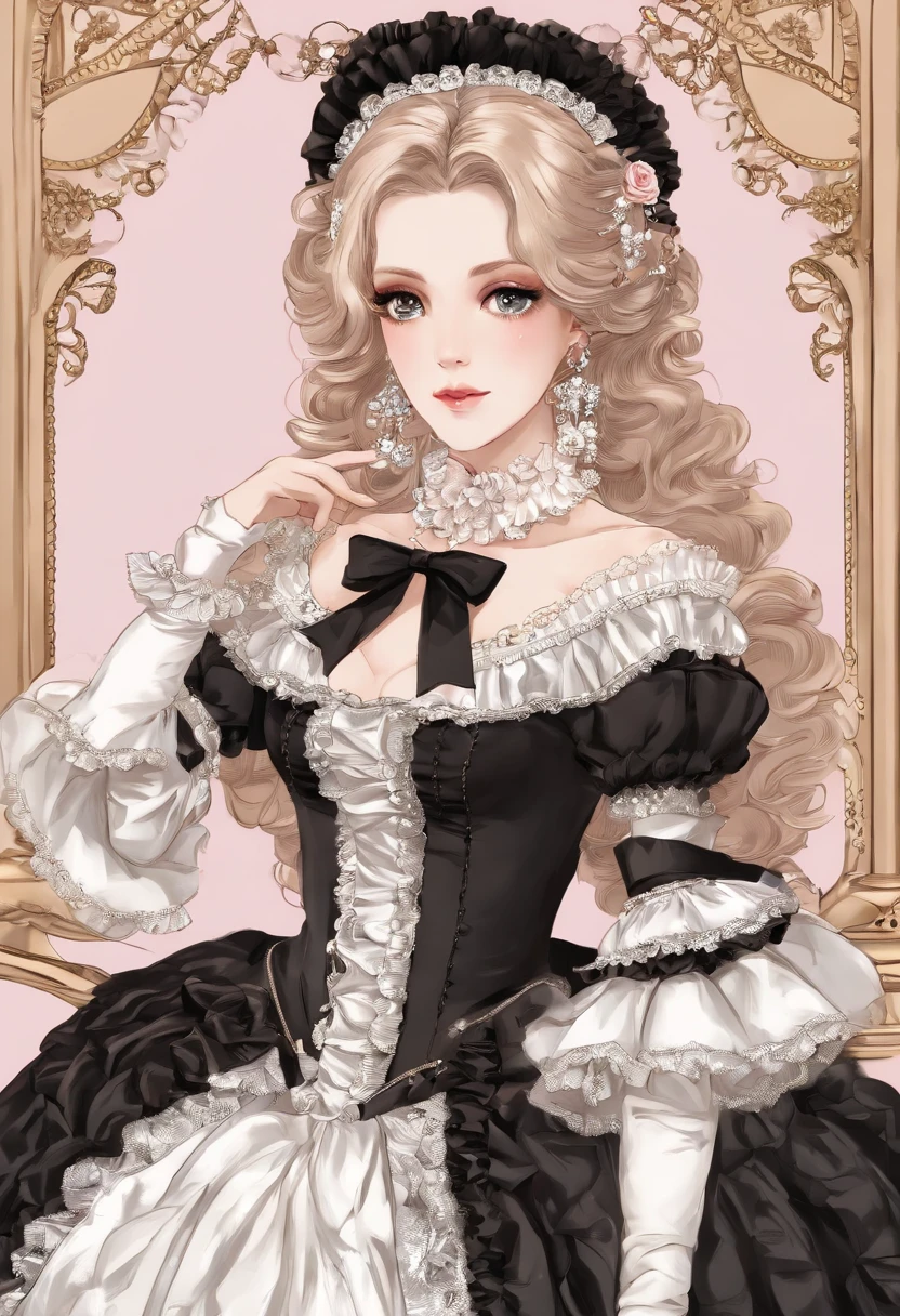 Arafe in a pink and black dress and hat, Takanobu Fujiwara(Takanobu Fujiwara)Digital rendering inspired by, pixiv, rococo, Victoria Gothic Lolita Fashion, Lolita Style, Rococo Queen (Rococo Queen) (Rococo Queen (Rococo Queen)) (Rococo Queen (Rococo Queen) (Rococo Queen (Rococo Queen))) (Rococo Queen (Rococo Queen) (Rococo Queen (Rococo Queen)) (Rococo Queen (Rococo Queen) (Rococo Queen (Rococo Queen)))) (Rococo Queen (Rococo Queen) (Rococo Queen (Rococo Queen)) (Rococo Queen (Rococo Queen) (Rococo Queen (Rococo Queen))) (Rococo Queen (Rococo Queen) (Rococo Queen (Rococo Queen)) (Rococo Queen (Rococo Queen) (Rococo Queen (Rococo Queen))))), gothic maiden anime girl, rococo dress, anime girl in a maid costume, lolita fashion, Catboy's cosplay! Maid! one-piece,lingerie