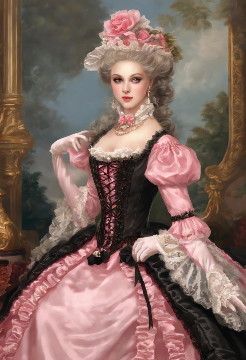 Arafe in a pink and black dress and hat, Takanobu Fujiwara(Takanobu Fujiwara)Digital rendering inspired by, pixiv, rococo, Victoria Gothic Lolita Fashion, Lolita Style, Rococo Queen (Rococo Queen) (Rococo Queen (Rococo Queen)) (Rococo Queen (Rococo Queen) (Rococo Queen (Rococo Queen))) (Rococo Queen (Rococo Queen) (Rococo Queen (Rococo Queen)) (Rococo Queen (Rococo Queen) (Rococo Queen (Rococo Queen)))) (Rococo Queen (Rococo Queen) (Rococo Queen (Rococo Queen)) (Rococo Queen (Rococo Queen) (Rococo Queen (Rococo Queen))) (Rococo Queen (Rococo Queen) (Rococo Queen (Rococo Queen)) (Rococo Queen (Rococo Queen) (Rococo Queen (Rococo Queen))))), gothic maiden anime girl, rococo dress, anime girl in a maid costume, lolita fashion, Catboy's cosplay! Maid! one-piece,lingerie