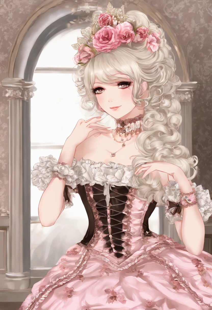 Arafe in a pink and black dress and hat, Takanobu Fujiwara(Takanobu Fujiwara)Digital rendering inspired by, pixiv, rococo, Victoria Gothic ta Fashion, Lolityle, Rococo Queen (Rococo Queen) (Rococo Queen (Rococo Queen)) (Rococo Queen (Rococo Queen) (Rococo Queen (Rococo Queen))) (Rococo Queen (Rococo Queen) (Rococo Queen (Rococo Queen)) (Rococo Queen (Rococo Queen) (Rococo Queen (Rococo Queen)))) (Rococo Queen (Rococo Queen) (Rococo Queen (Rococo Queen)) (Rococo Queen (Rococo Queen) (Rococo Queen (Rococo Queen))) (Rococo Queen (Rococo Queen) (Rococo Queen (Rococo Queen)) (Rococo Queen (Rococo Queen) (Rococo Queen (Rococo Queen))))), gothic maiden anime girl, rococo dress, anime girl in a maid costume, lolita fon, Catboy's cosplay! Maid! one-piece,lingerie