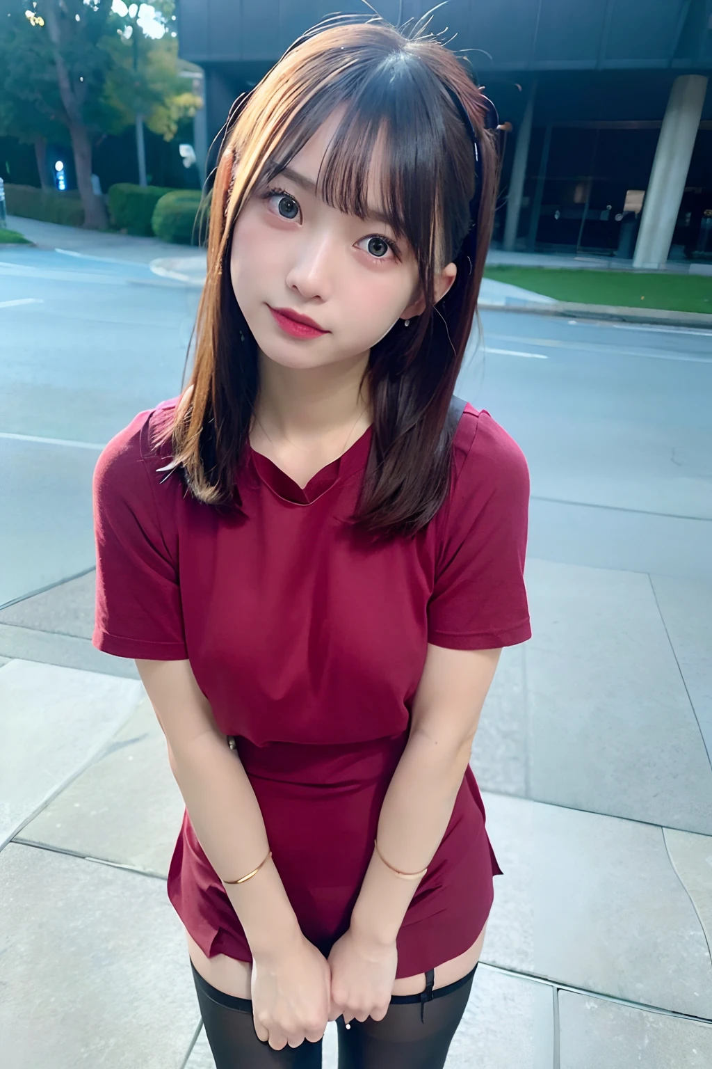 (8K, Raw photo, Best Quality, masutepiece:1.5), Detailed RAW color photos, (Realistic, photographrealistic:1.37), 1 girl, pantyhose, Cinematic Light, (finerly detailed face:1.2), (Looking at Viewer:1.2),