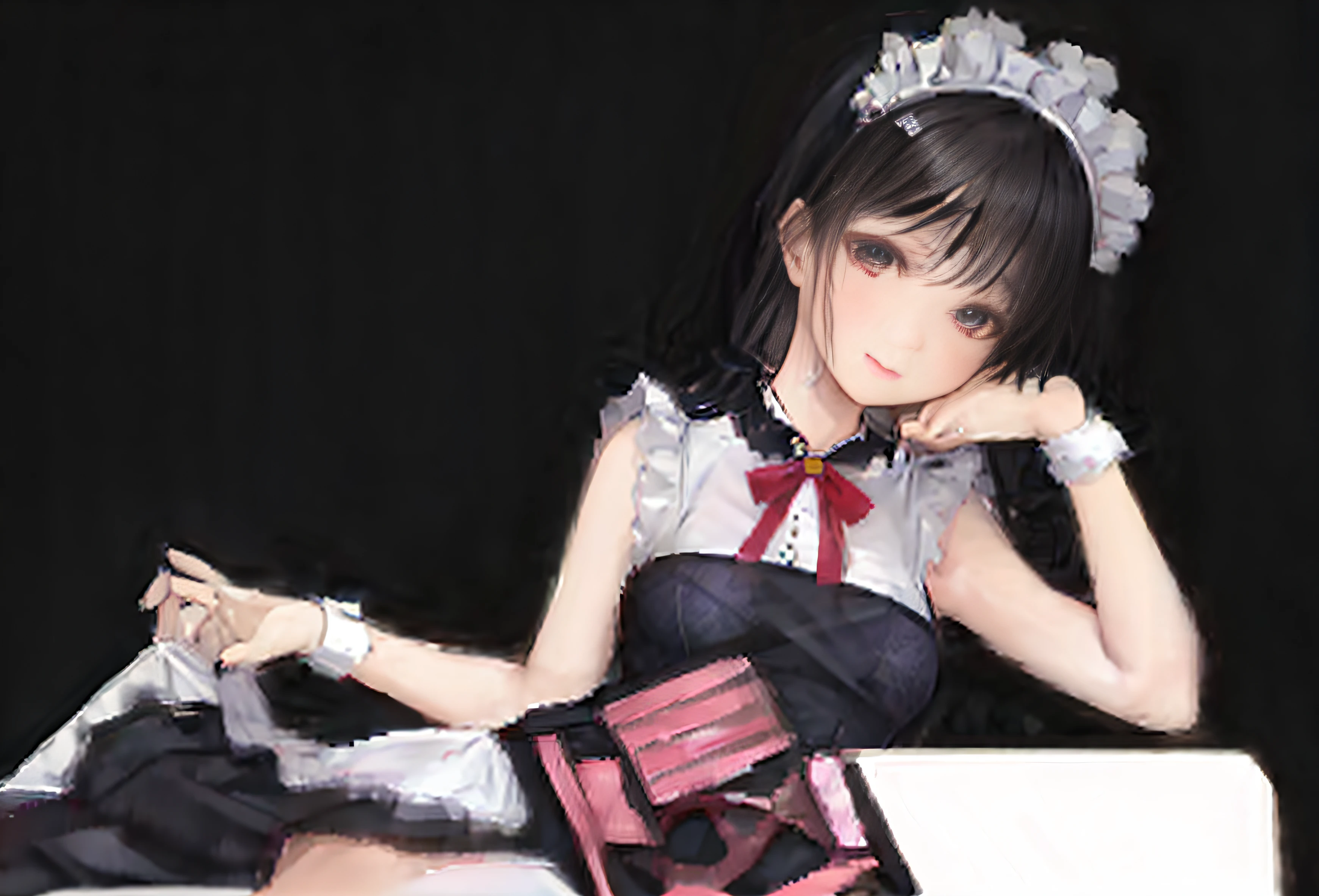 Anime girl sitting on bed，Holding a book and purse, anime girl in a maid costume, gorgeous maid, Loli, Maid outfit, Smooth anime CG art, Fine details. Girl Front, live2d virtual youtuber model, eechi, Waifu, Edgeie anime style, Maid dress, anime cat girl in a maid costume, seductive anime girls, from girls frontline