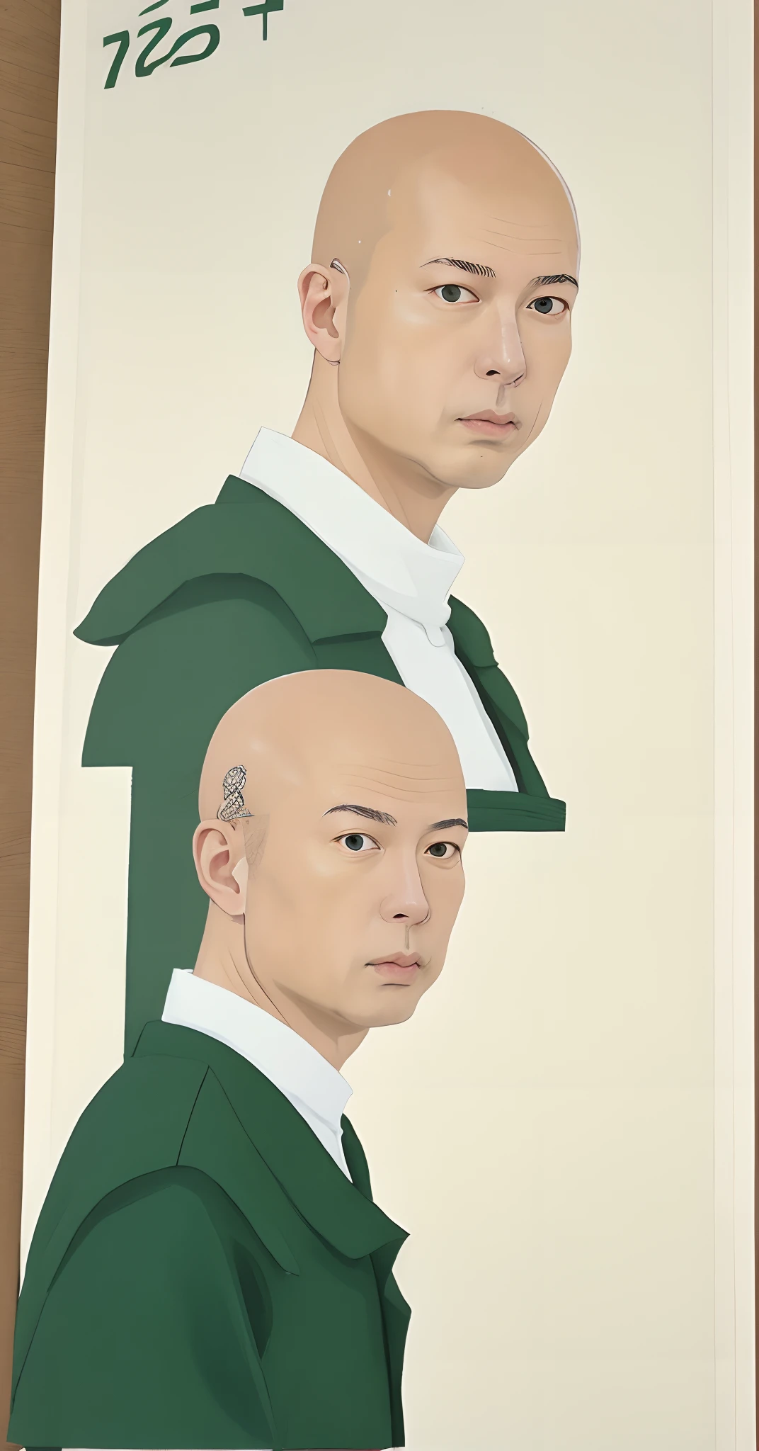 Painting of a man in a monk's robe with a black tie, portrait of monk, Portrait of Jeff Bezos, high quality portrait, 2 1 st century monk, concept art of a monk, monks, portrait of saitama, Photorealistic human Goku, Monk, Howard Knotts, Photorealistic fan art, beautiful character painting, by Artur Tarnowski, Chanakiya