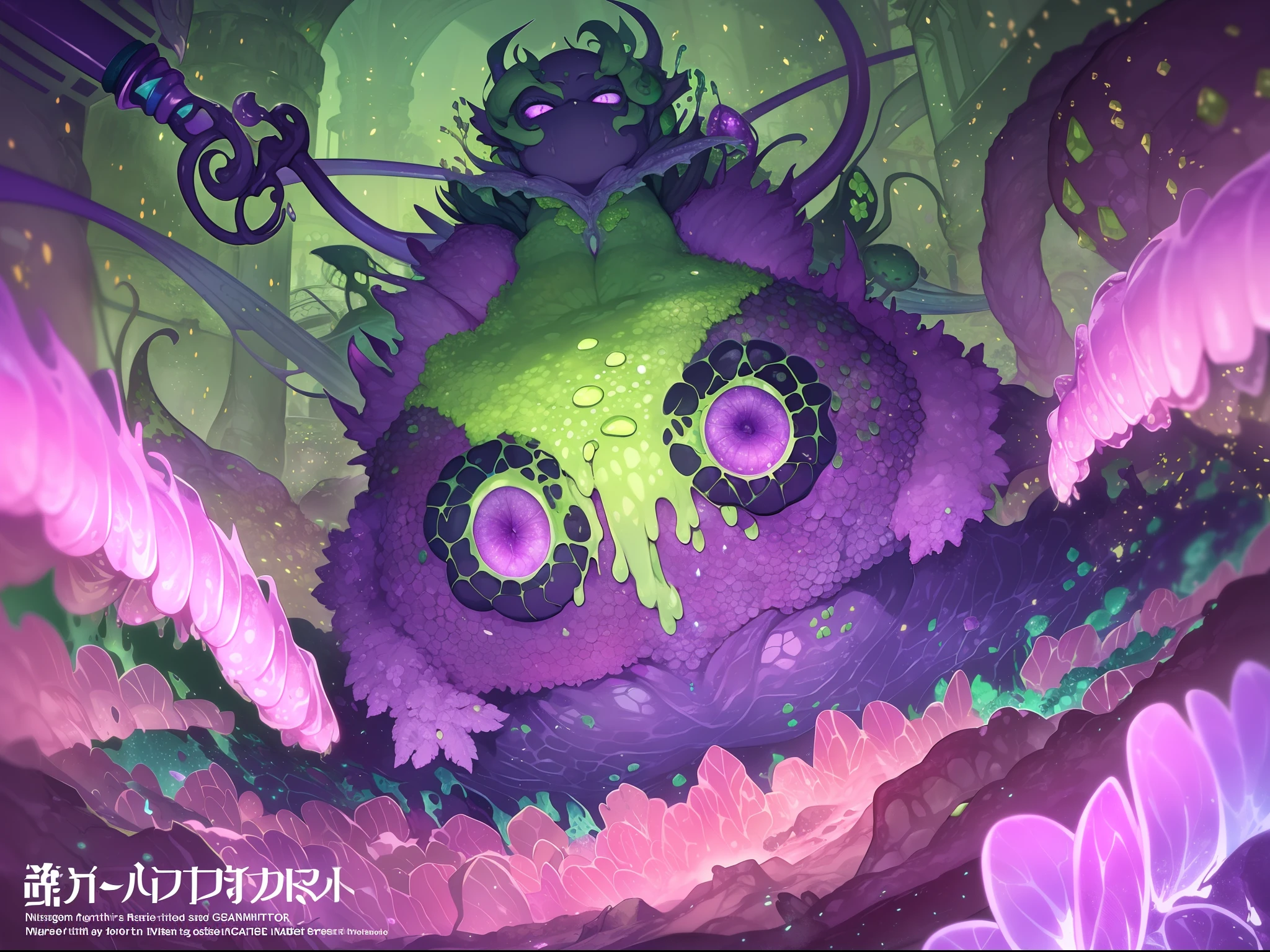 Outrageous resolution、​masterpiece++、top-quality++、ultra-definition++、ultra-definition++、4k++、8k++、from side、（Background Focus）++、+++、Cast a monster spell of green and purple bacterial creatures growing green and purple bacteria from all over the body in a laboratory covered in green and purple bacteria that destroy the city、Green and purple bacterial creature monster rune with green and purple bacteria growing from all over the body in a laboratory covered with green and purple bacteria、Green and purple bacterial creature monster magic with green and purple bacteria growing from all over the body in a laboratory covered with green and purple bacteria、Green and purple bacterial creature monster dragon with green and purple bacteria growing from all over the body in a laboratory covered with green and purple bacteria flying above、Green and purple bacterial creature monster demon lord with green and purple bacteria growing from all over the body in a laboratory covered with green and purple bacteria、Green and purple bacterial creature monster genie with green and purple bacteria growing from all over the body in a laboratory covered with green and purple bacteria、Detailed contemporary art、fantasy art style、Blake Green and purple bacterial creature monster with green and purple bacteria growing from all over the body in beautiful ancient green and purple bacteria covered laboratory、Green and purple bacterial creature monster huge breasts monster with green and purple bacteria growing from all over the body in a laboratory covered with green and purple bacteria、Fantasy Art Behans、Green and purple bacterial organism monster devil with green and purple bacteria growing from all over the body in beautiful green and purple bacteria covered laboratory、Green and purple bacterial creature monster Shinigami with green and purple bacteria growing from all over the body in a laboratory covered with beautiful green and purple bacteria、Green and purple bacterial organism monster fr