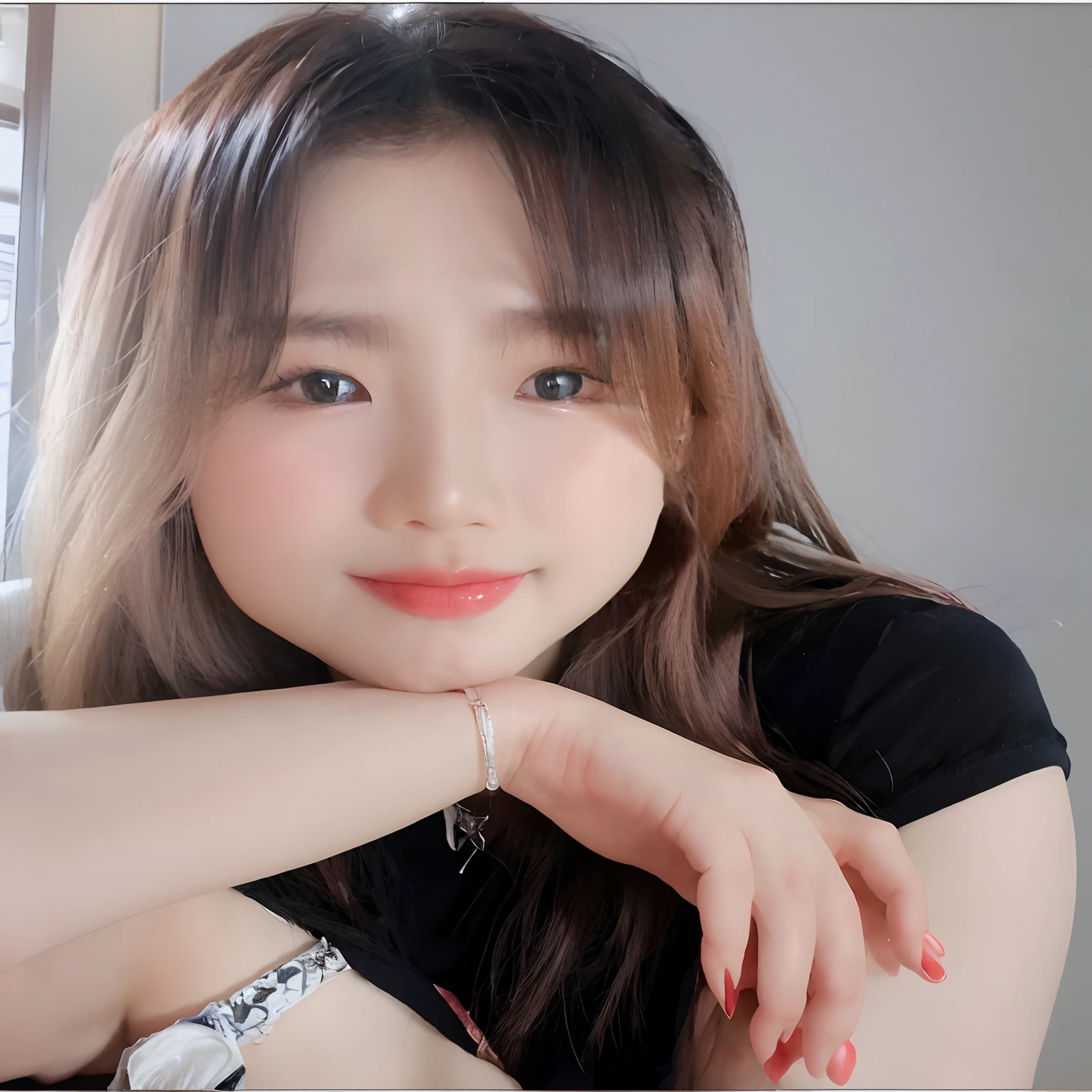 there is a woman that is posing for a picture with her hands on her chest, gorgeous young korean woman, a young asian woman, beautiful young korean woman, beautiful south korean woman, young cute wan asian face, young asian woman, young adorable korean face, korean girl, young asian girl, south east asian with round face, korean woman, beautiful young asian woman