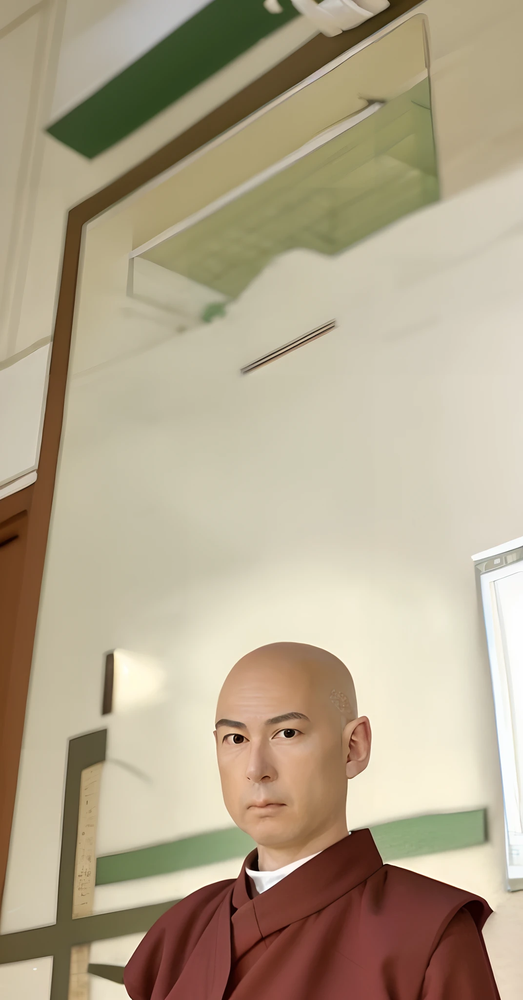 Painting of a man in a monk's robe with a black tie, portrait of monk, Portrait of Jeff Bezos, high quality portrait, 2 1 st century monk, concept art of a monk, monks, portrait of saitama, Photorealistic human Goku, Monk, Howard Knotts, Photorealistic fan art, beautiful character painting, by Artur Tarnowski, Chanakiya