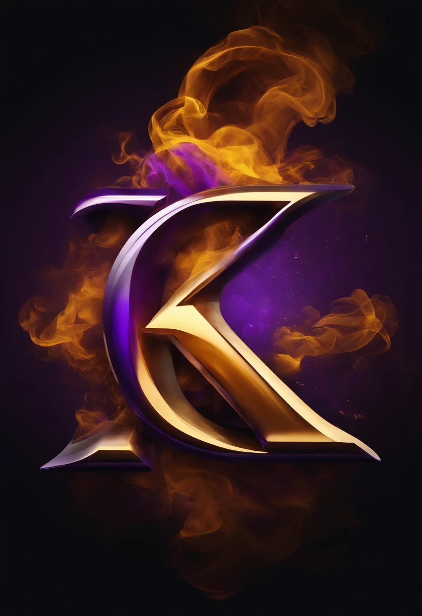 Make a logo for me with the letters ZQ, Colorful background with purple and yellow smoke style colors