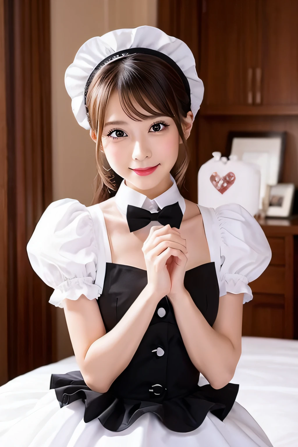8K, Ultra-high resolution, Highest quality, masterpiece, 三分割法によるphotograph,Surreal, photograph, 1 girl, (:1.3), pretty girl, Cute face, Beautiful eyes in every detail, 細かくdetailedに,masterpiece,, One Girl:1.2, Japan Female Announcer,whole body,Young Wife,((Bondage and Gothic Lolita)),PenSkirt、Black Stockings,Black high heels、Full of cleanliness,A carefree smile,Healing the heart,short hair,Looking at the audience、beauty,Long neck、Laugh a little、Please close your mouth and laugh、(((Ideal body type))),A-cup small breasts :2,、Portraiture:2、Perfect Anatomy、鮮明なdetailed、detailed、Surreal、Light and shadow,Strong light