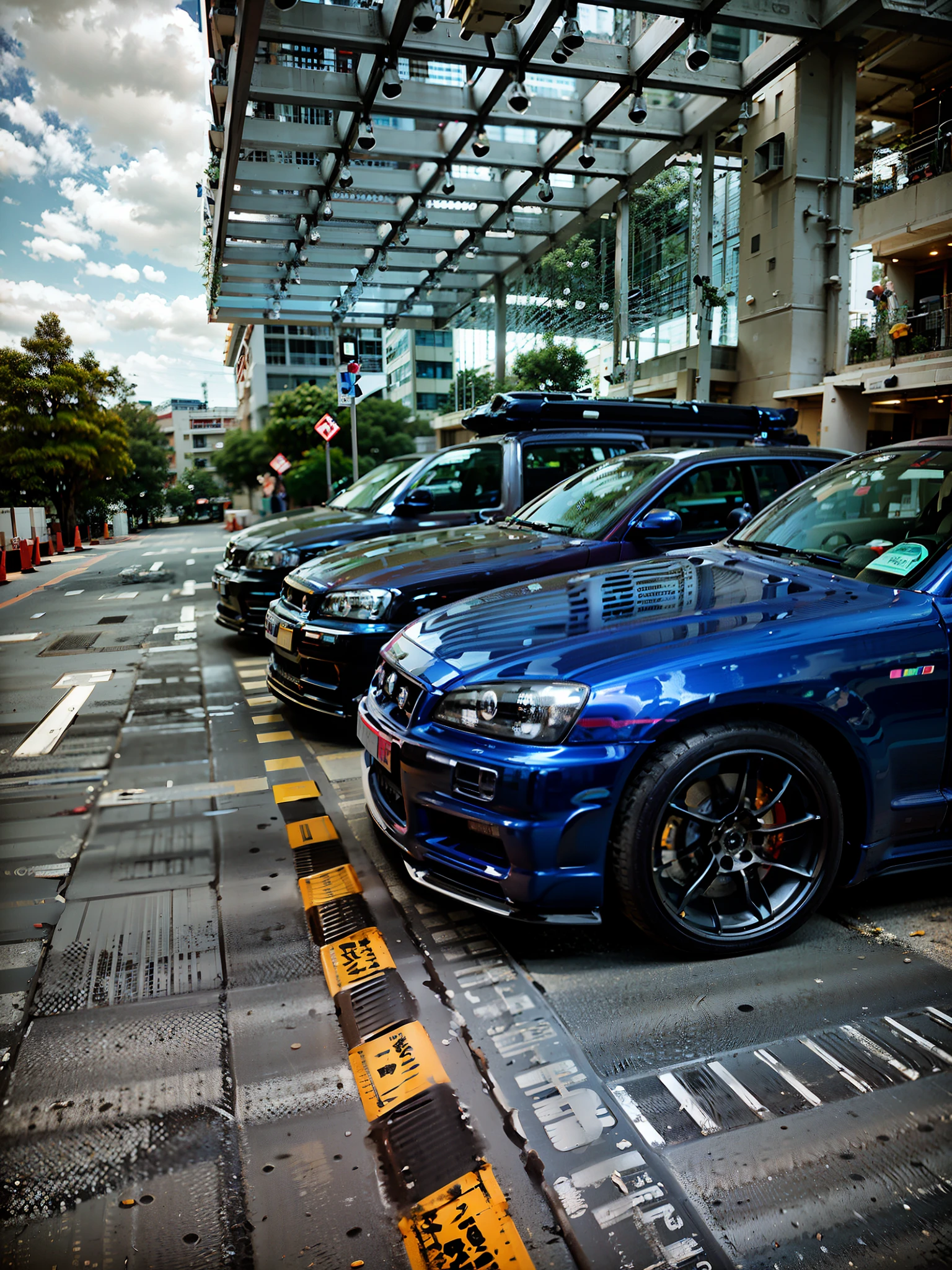 There are rows of cars parked on the side of the road, parked cars, cars parked underneath, high quality image, prise avec un appareil photo Sony A7R, Prise avec Sony Alpha 9, parked cars, Mercedez Benz, Prise de vue sur Nikon Z9, Photo prise avec Sony A7R, High quality photo, Mercedes et Volkswagen, photographie de