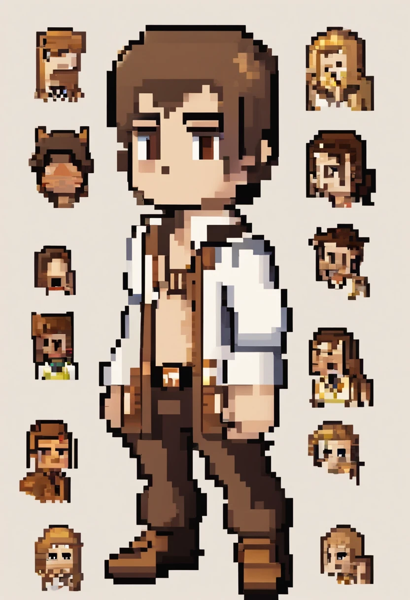 Ancient European aristocratic dress,young male,shoun,Noble boy,white pantie,Deerskin booties,with short brown hair,Sepia pupils,white backgrounid,Delicate facial features