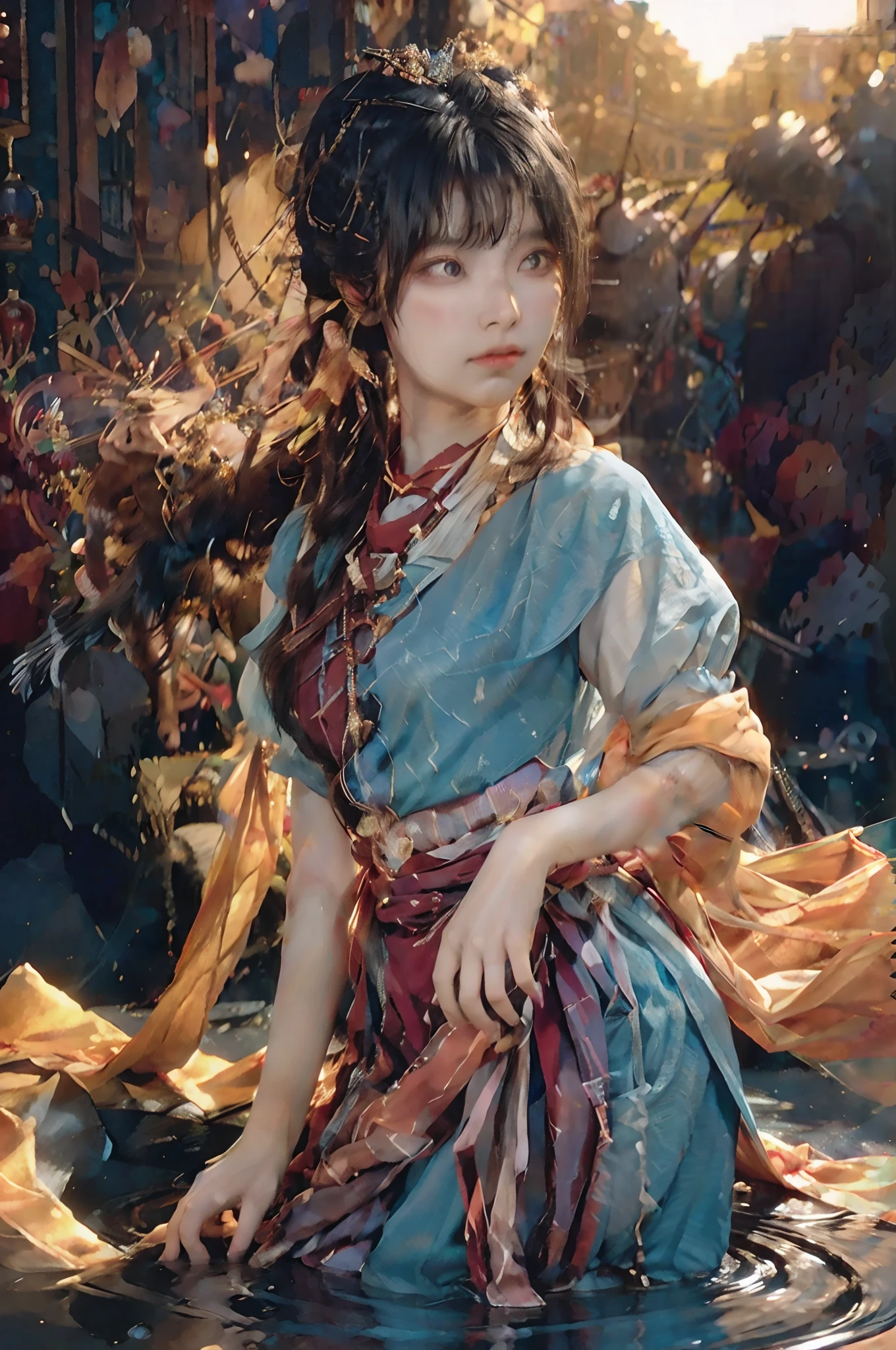 (Papel de parede CG Unity 8K em detalhes extremos,tmasterpiece,A mais alta qualidade de imagem),(Luz e sombra delicadas,The picture is highly dramatic,cinematic lens effect),A 16th-century elderly woman collecting water from a spring in a mountain village,hair covered by scarf,Corpo inteiroesbiano,Cor de cabelo cinza-prateado,Do universo de Rembrandt, maravilha,dynamicposes),(Detalhe excepcional,The lighting effect is outstanding,Vista grande angular),(excellent rendering,Enough to stand out from the crowd),The focus is on the face and bust,textura complexa,in a panoramic view