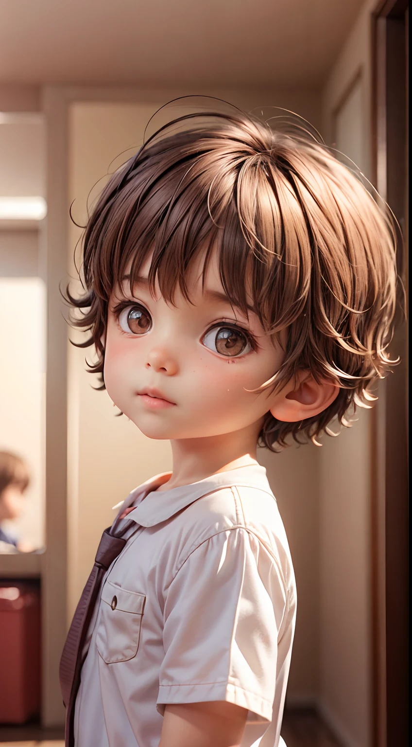 a cute boy,Short hair