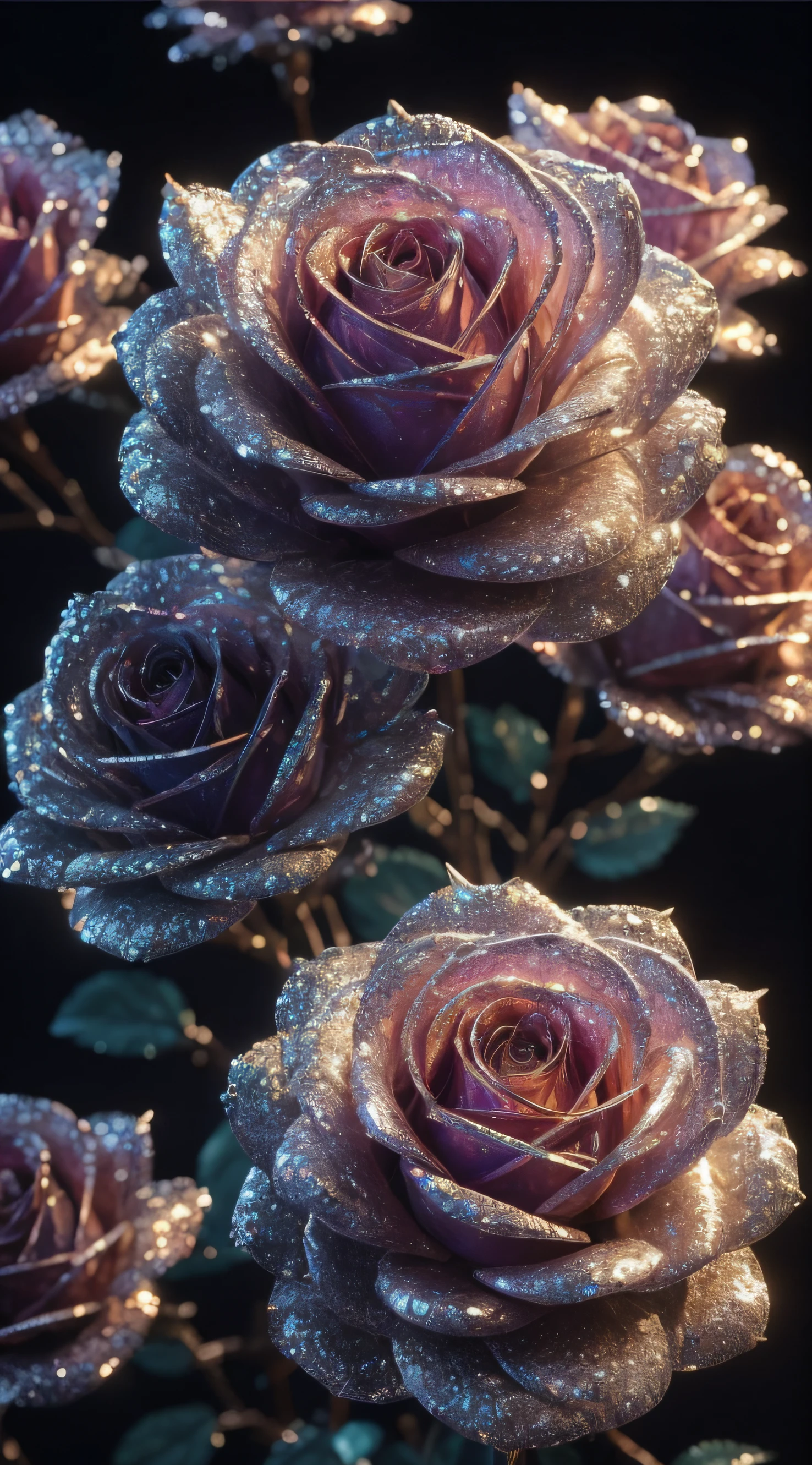 Crystal rose, fanciful, galaxias, cleanness, glittery, glittery, Splendor, Colorful, Amazing photography, dramatic lighting, photo-realism, ultra - detailed, 4K, depth of fields, A high resolution