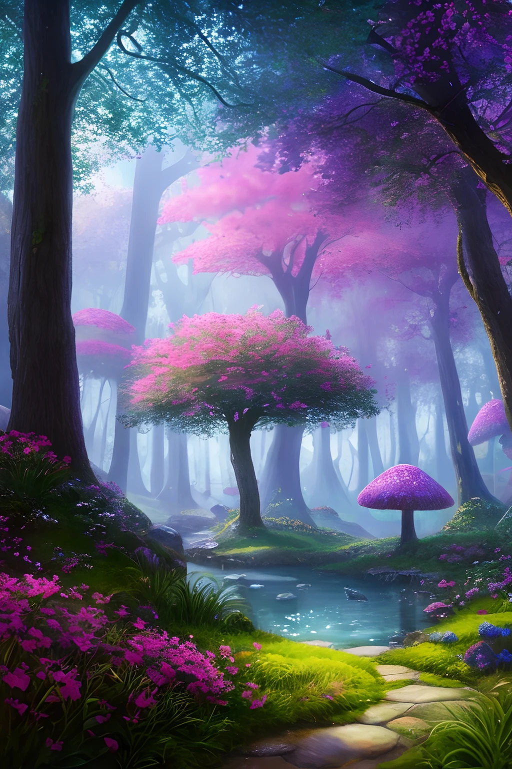masterpiece, best quality, high quality,extremely detailed CG unity 8k wallpaper, An enchanting and dreamy scene of a fantasy forest, with towering trees, glowing mushrooms, and hidden fairy glens, creating a sense of mystique and enchantment, artstation, digital illustration, intricate, trending, pastel colors, oil paiting, award winning photography, Bokeh, Depth of Field, HDR, bloom, Chromatic Aberration ,Photorealistic,extremely detailed, trending on artstation, trending on CGsociety, Intricate, High Detail, dramatic, art by midjourney
