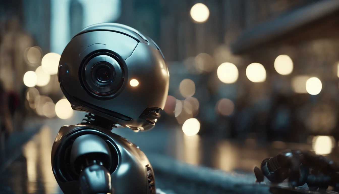 A robot look like a ball , with a baby, (masterpiece,extreme detailed,top quality) ,futuristic city